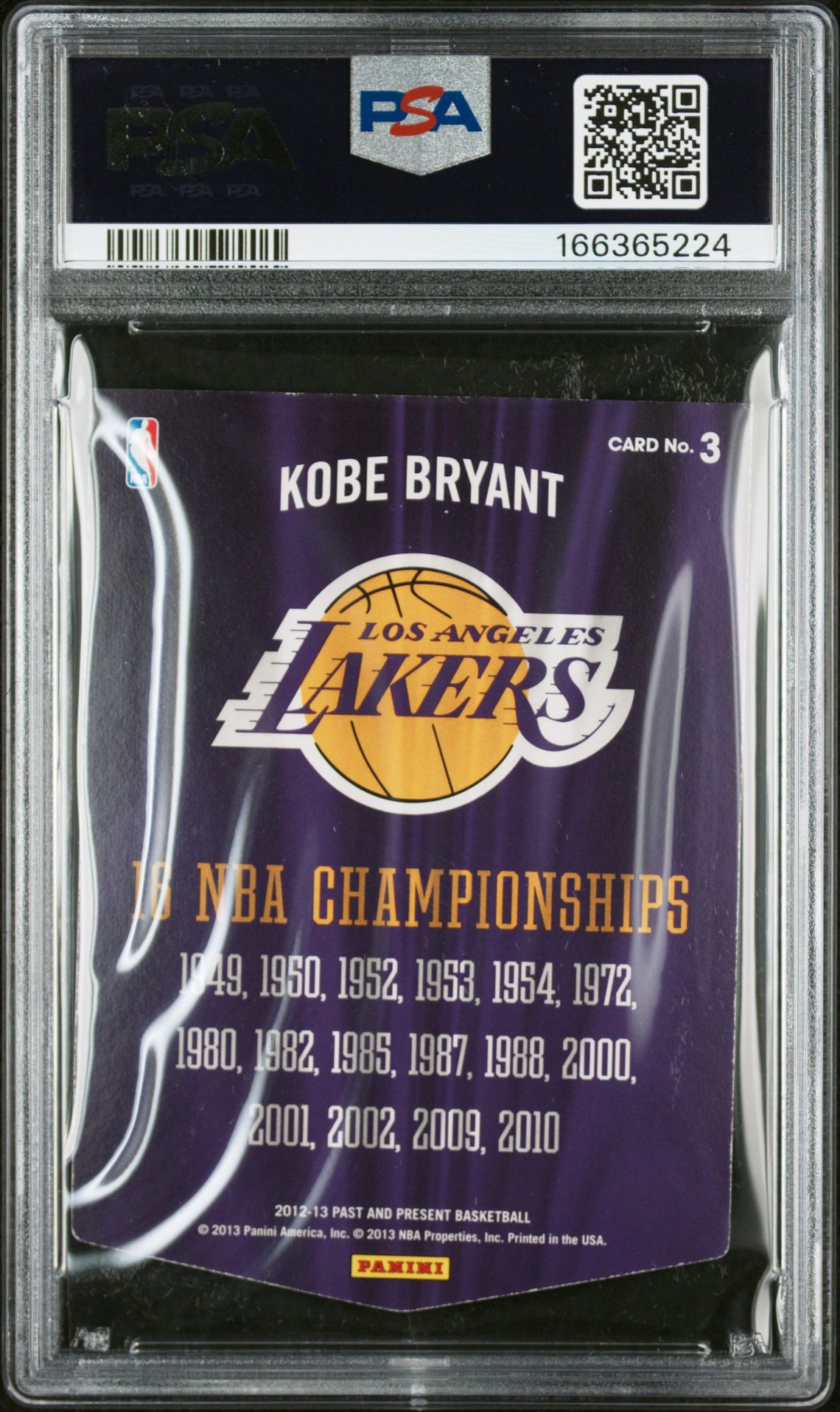 2012 Panini Past & Present Winning Touch Banners Kobe Bryant #3 (Winning Touch Banners) Nm 7 back