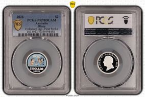 2026 $2 Bluey Colorized Ag - First Strike PR70DCAM