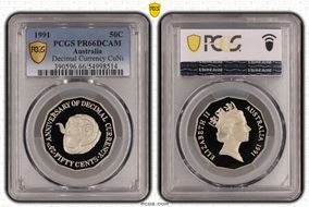1991 50C Decimal Currency CuNi PR66DCAM