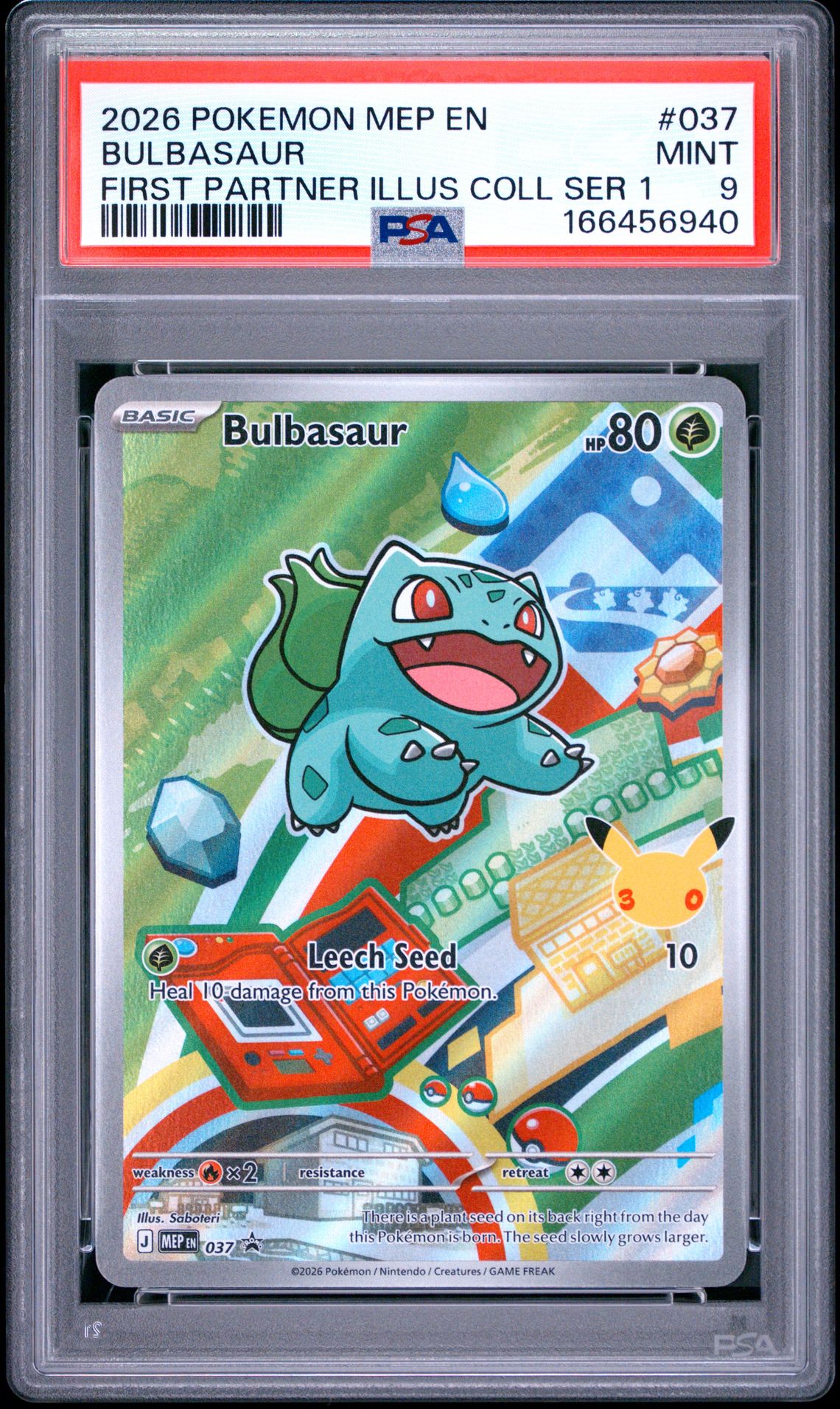 2026 Pokemon Mep En-Me Black Star Promo Bulbasaur #037 (First Partner Illus Coll Ser 1) Mint 9 front