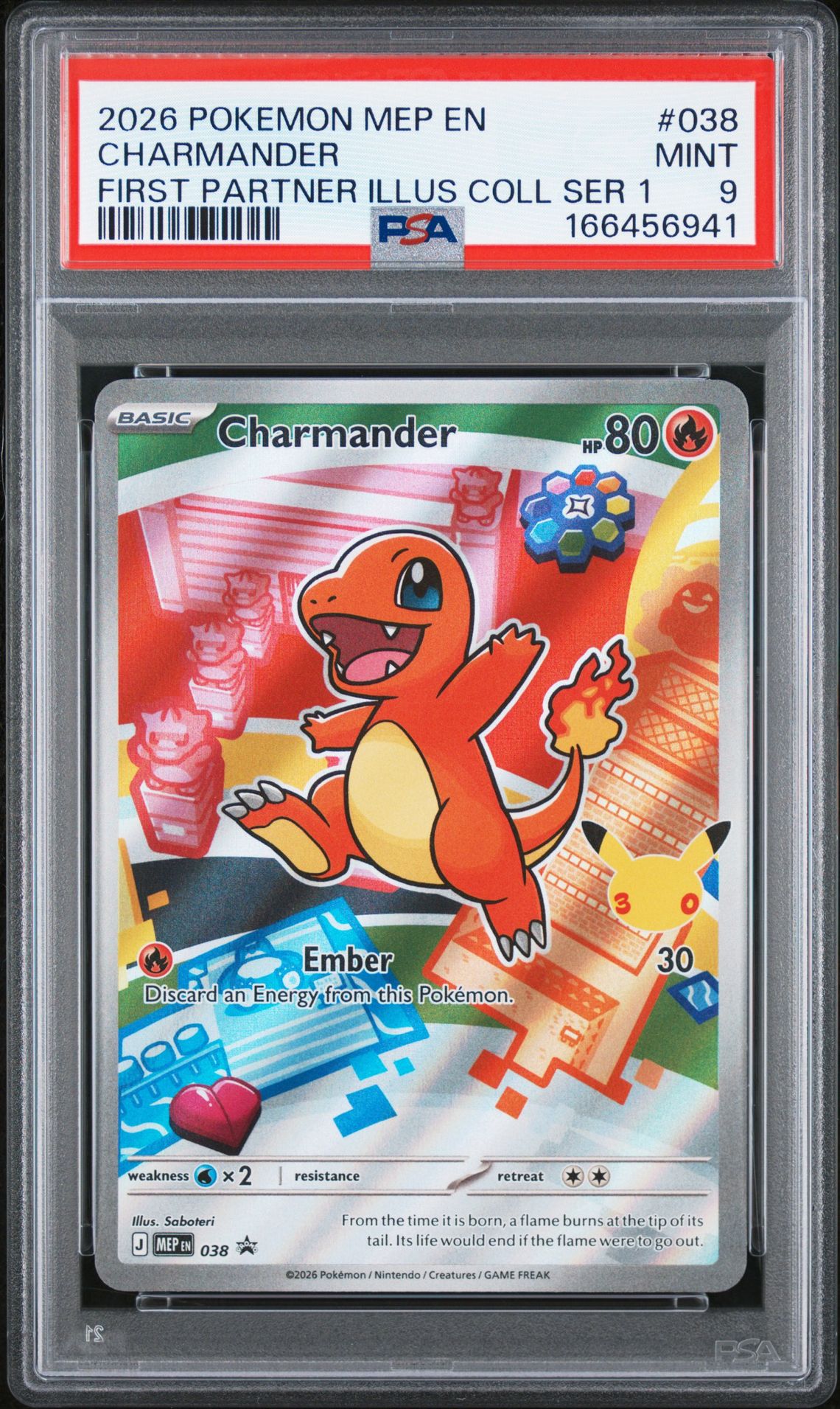 2026 Pokemon Mep En-Me Black Star Promo Charmander #038 (First Partner Illus Coll Ser 1) Mint 9 front