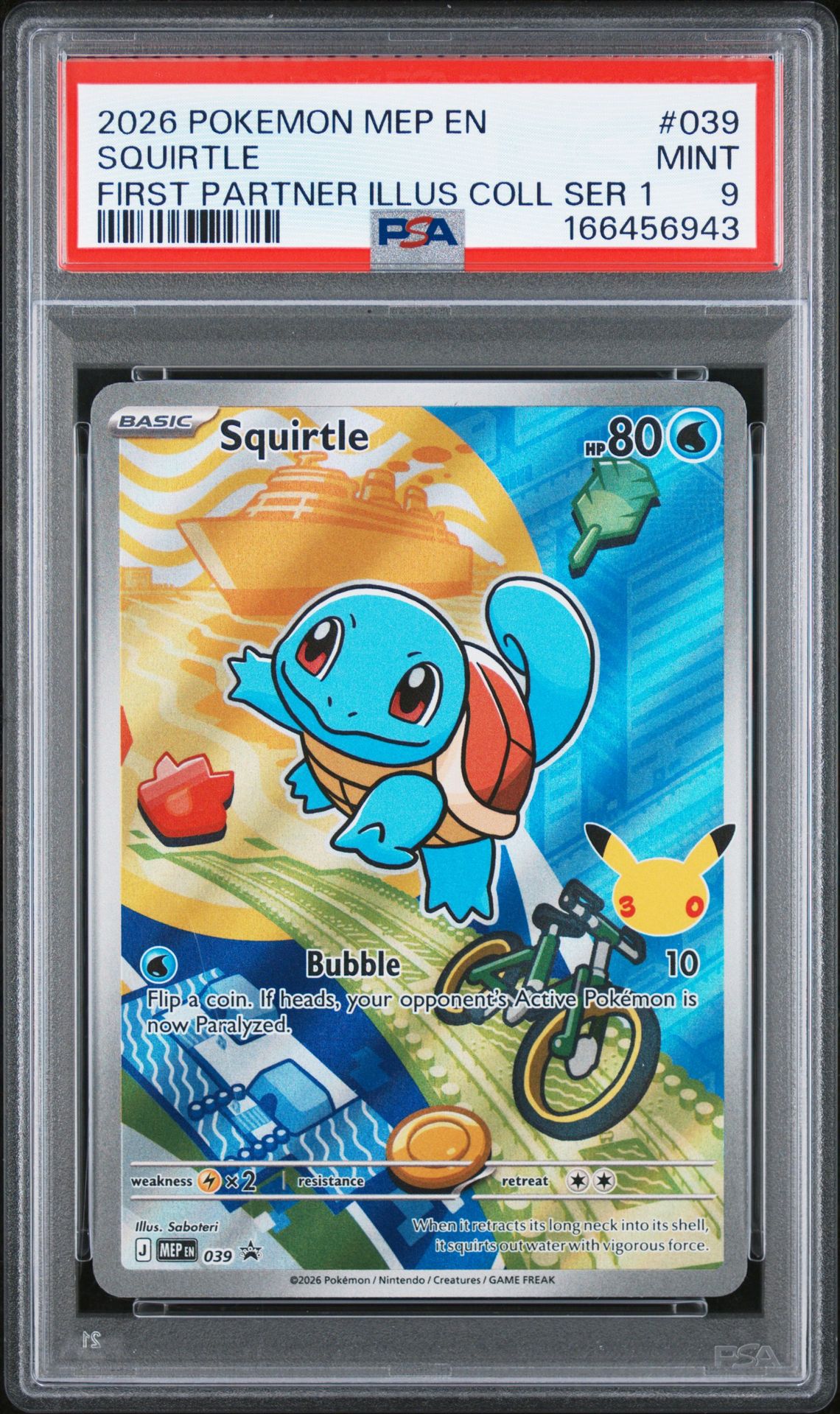 2026 Pokemon Mep En-Me Black Star Promo Squirtle #039 (First Partner Illus Coll Ser 1) Mint 9 front