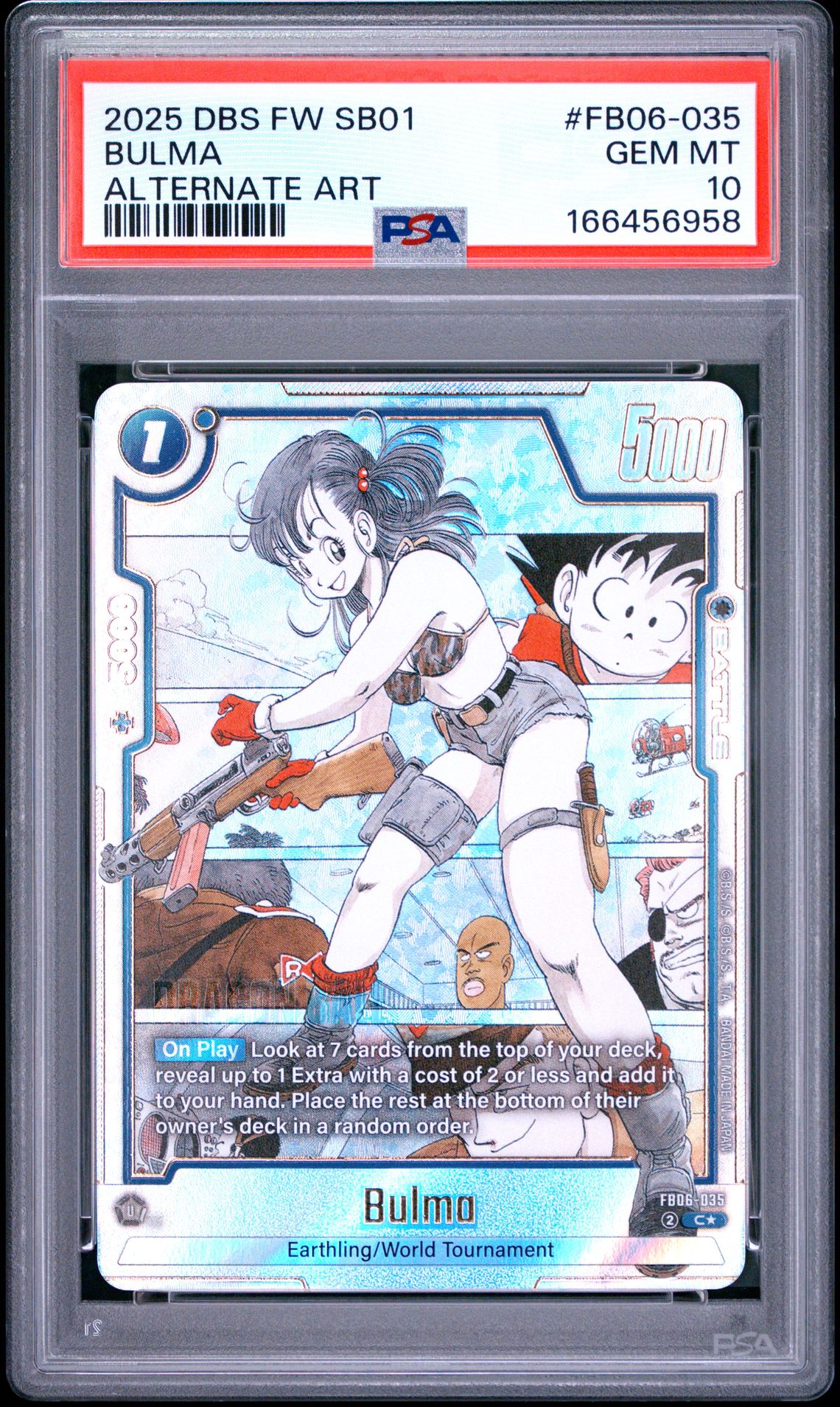 2025 Dragon Ball Super Card Game Fusion World Manga Booster 01 Bulma #Fb06-035 (Alternate Art) Gem Mt 10 front