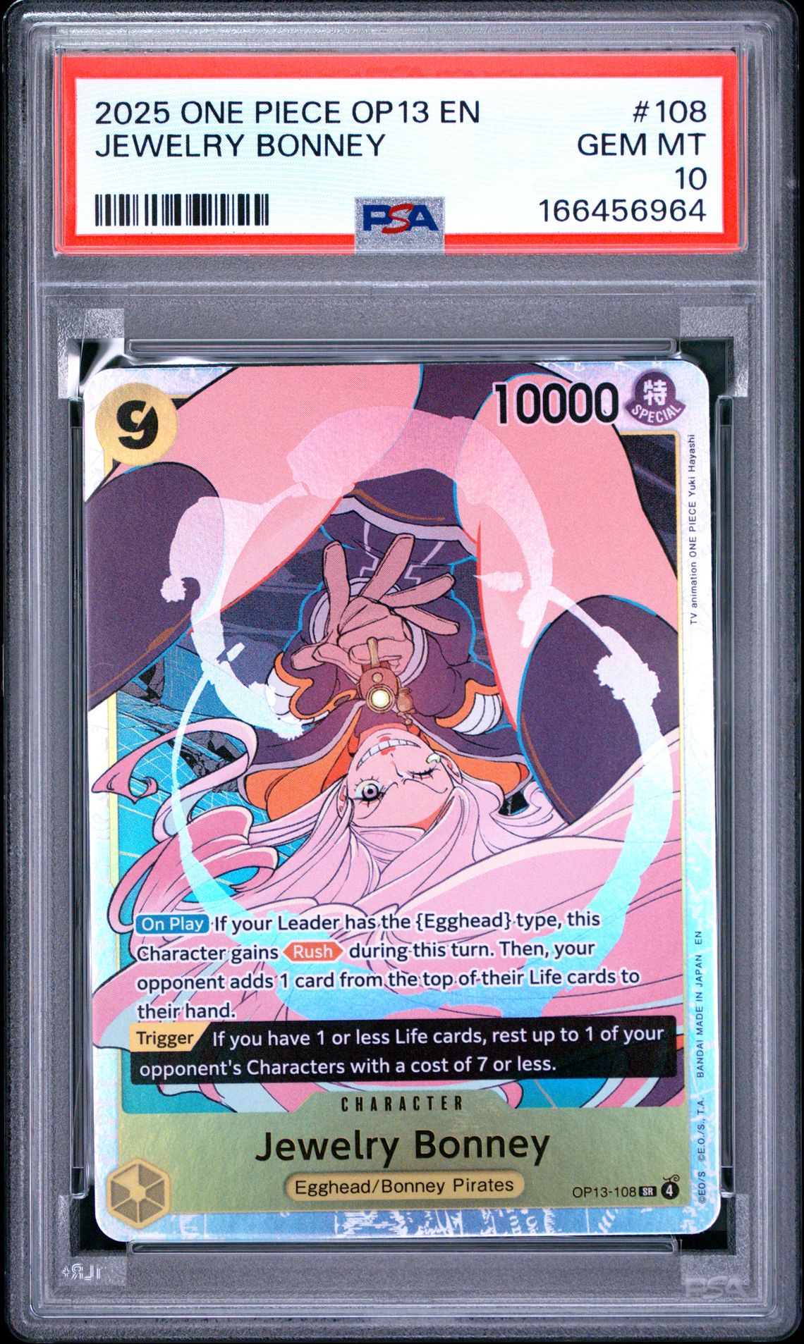 2025 One Piece Op13-Carrying On His Will Jewelry Bonney #108 Gem Mt 10 front view - PSA graded GEM MT 10