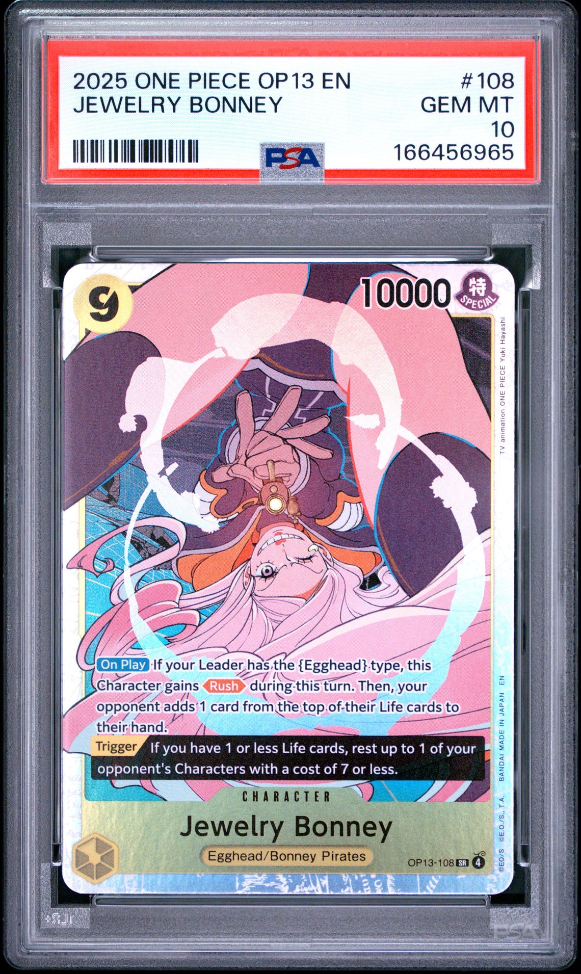 2025 One Piece Op13-Carrying On His Will Jewelry Bonney #108 Gem Mt 10 front view - PSA graded GEM MT 10