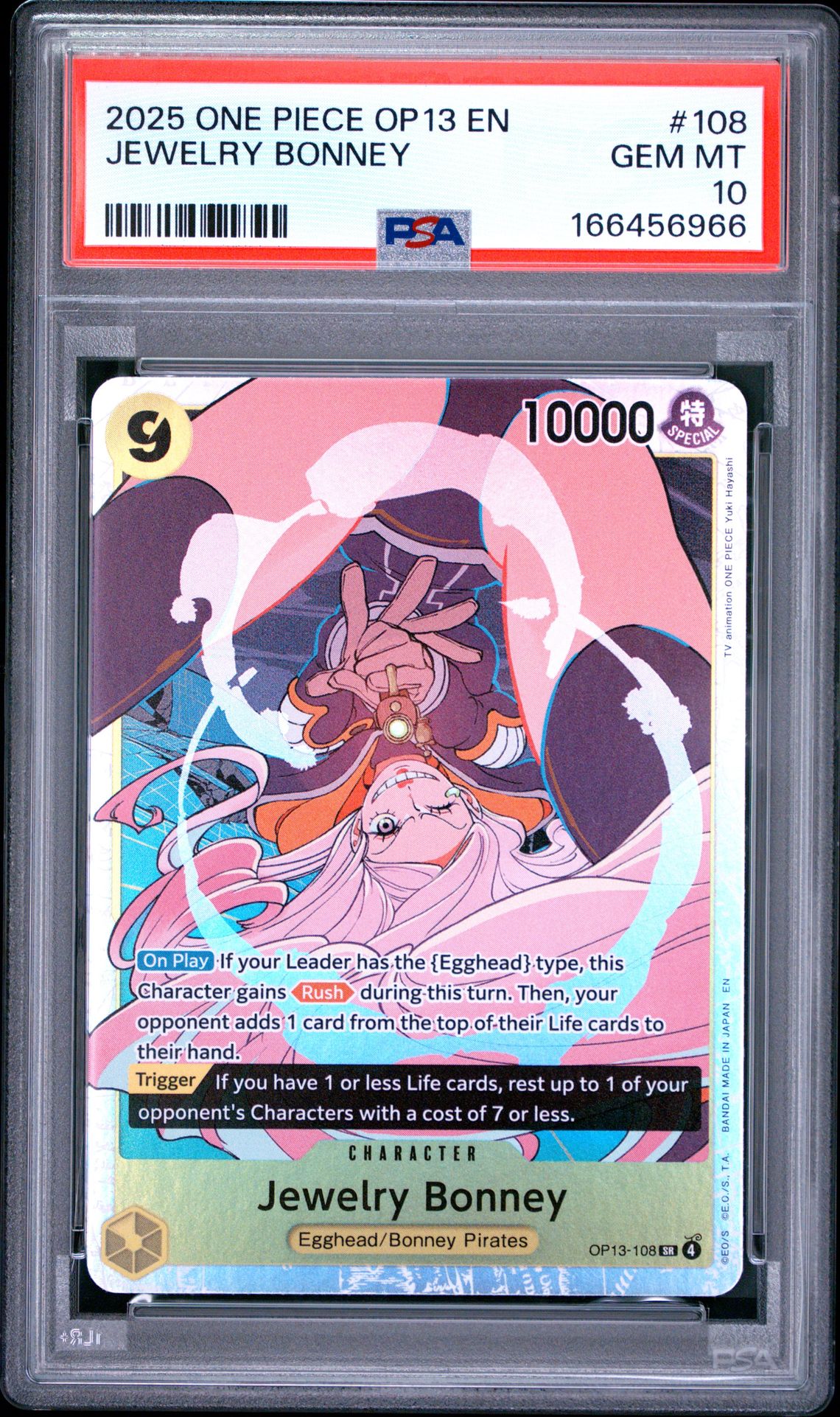 2025 One Piece Op13-Carrying On His Will Jewelry Bonney #108 Gem Mt 10 front view - PSA graded GEM MT 10