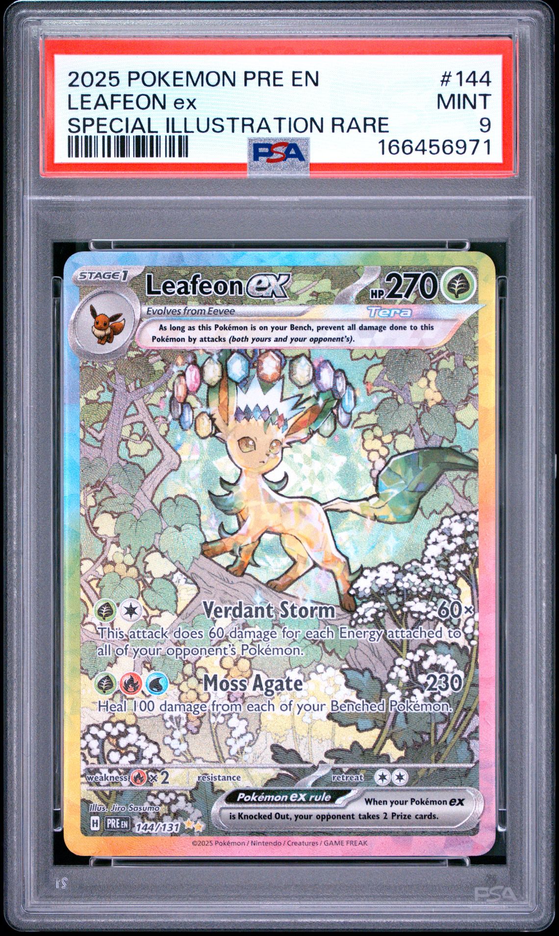 2025 Pokemon Pre En-Prismatic Evolutions Leafeon Ex #144 (Special Illustration Rare) Mint 9 front