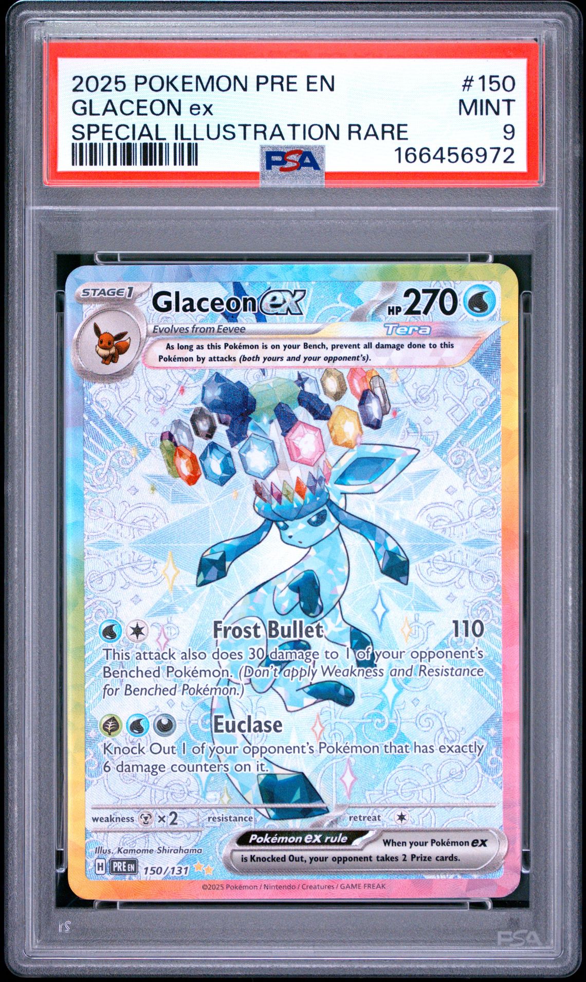 2025 Pokemon Pre En-Prismatic Evolutions Glaceon Ex #150 (Special Illustration Rare) Mint 9 front