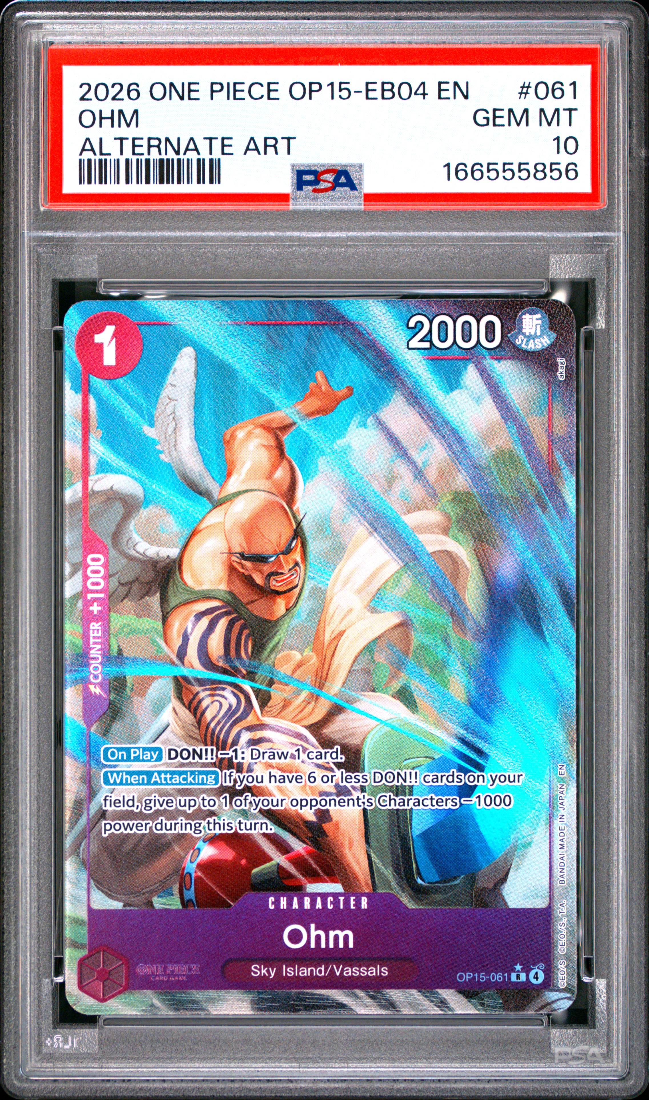 2026 #061 Ohm PSA 10 One Piece OP15-EB04-Adventure on Kami's Island