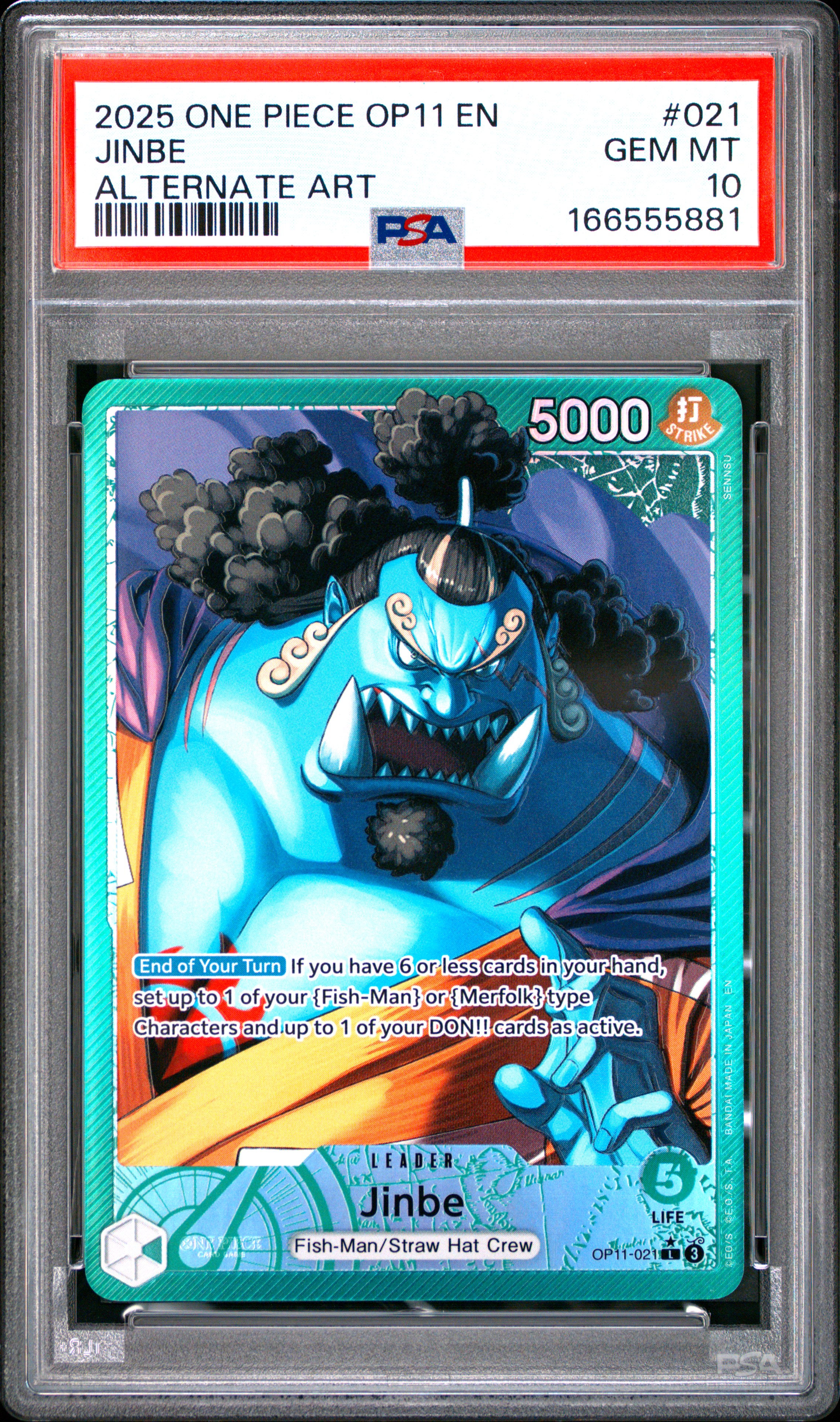 2025 #021 Jinbe PSA 10 One Piece OP11-A Fist of Divine Speed
