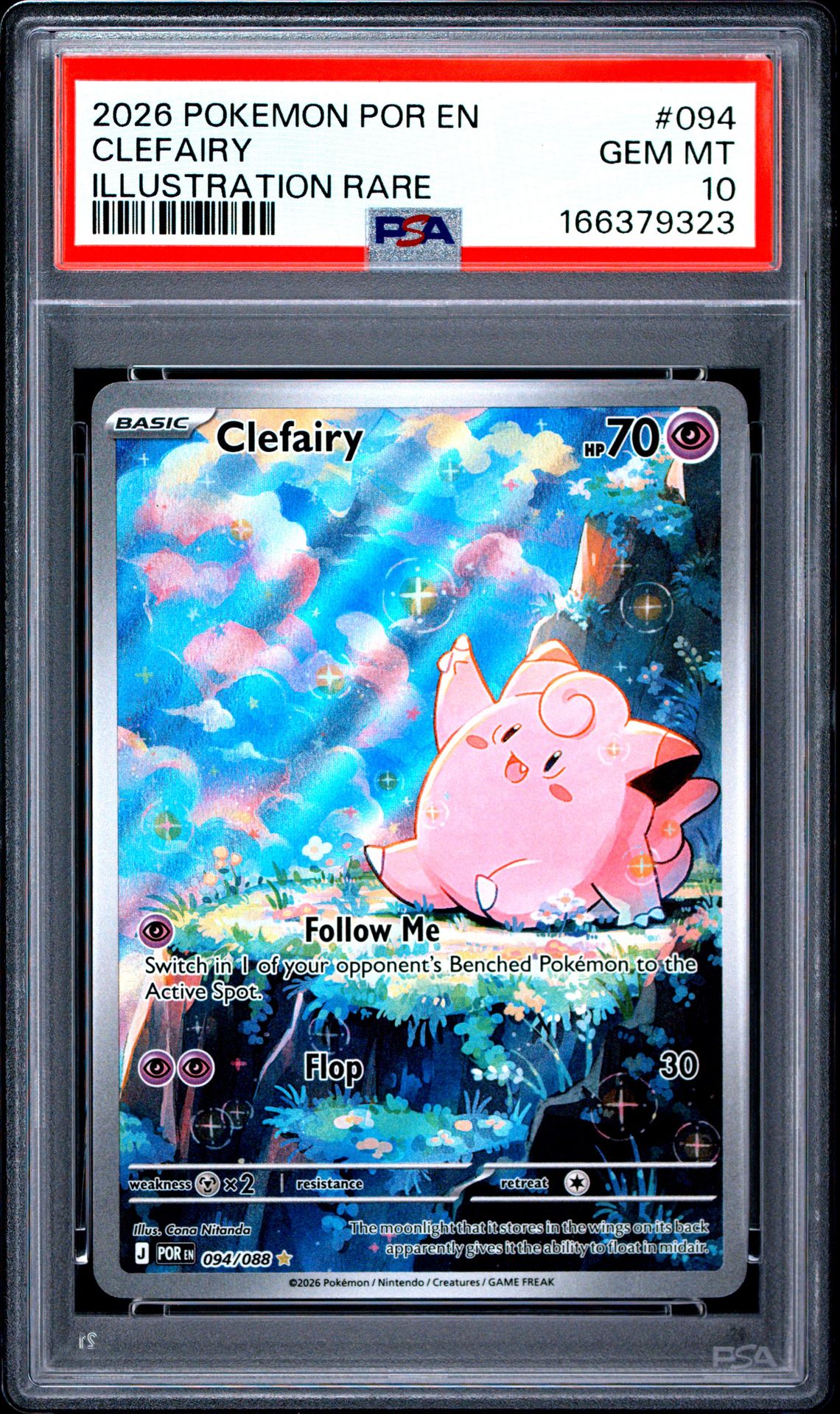 2026 Pokemon Por En-Perfect Order Clefairy #094 (Illustration Rare) Gem Mt 10 front view - PSA graded GEM MT 10