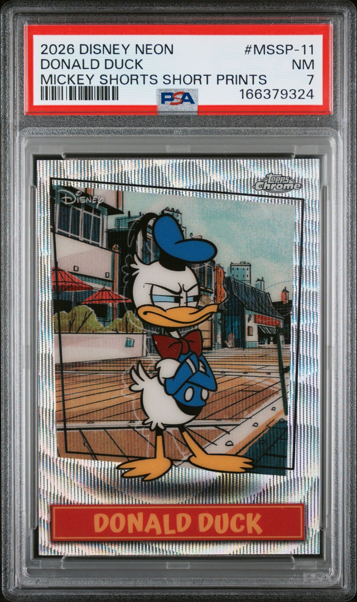 2026 Topps Disney Neon Mickey Shorts Short Prints Donald Duck #Mssp-11 Nm 7 front