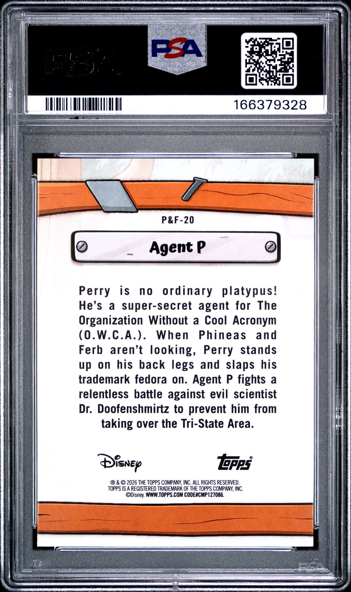 2026 Topps Disney Neon Phineas And Ferb Agent P #P&F-20 (Phineas And Ferb-Gold) Nm-Mt 8 back