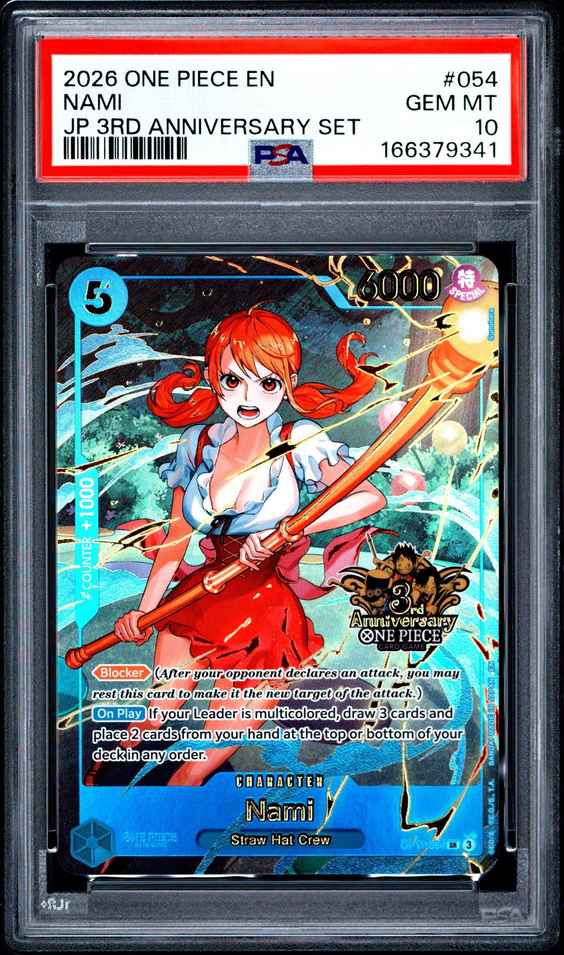 2026 One Piece Japanese 3Rd Anniversary Set Nami #054 Gem Mt 10 front view - PSA graded GEM MT 10