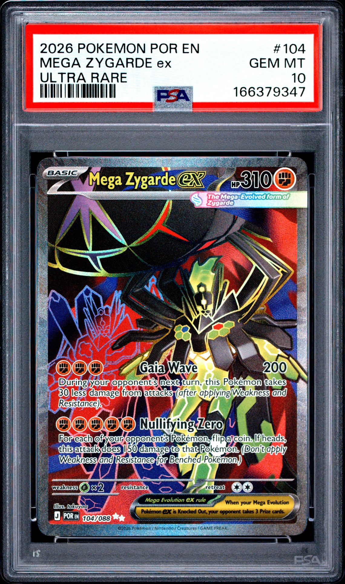 2026 Pokemon Por En-Perfect Order Mega Zygarde Ex #104 (Ultra Rare) Gem Mt 10 front view - PSA graded GEM MT 10