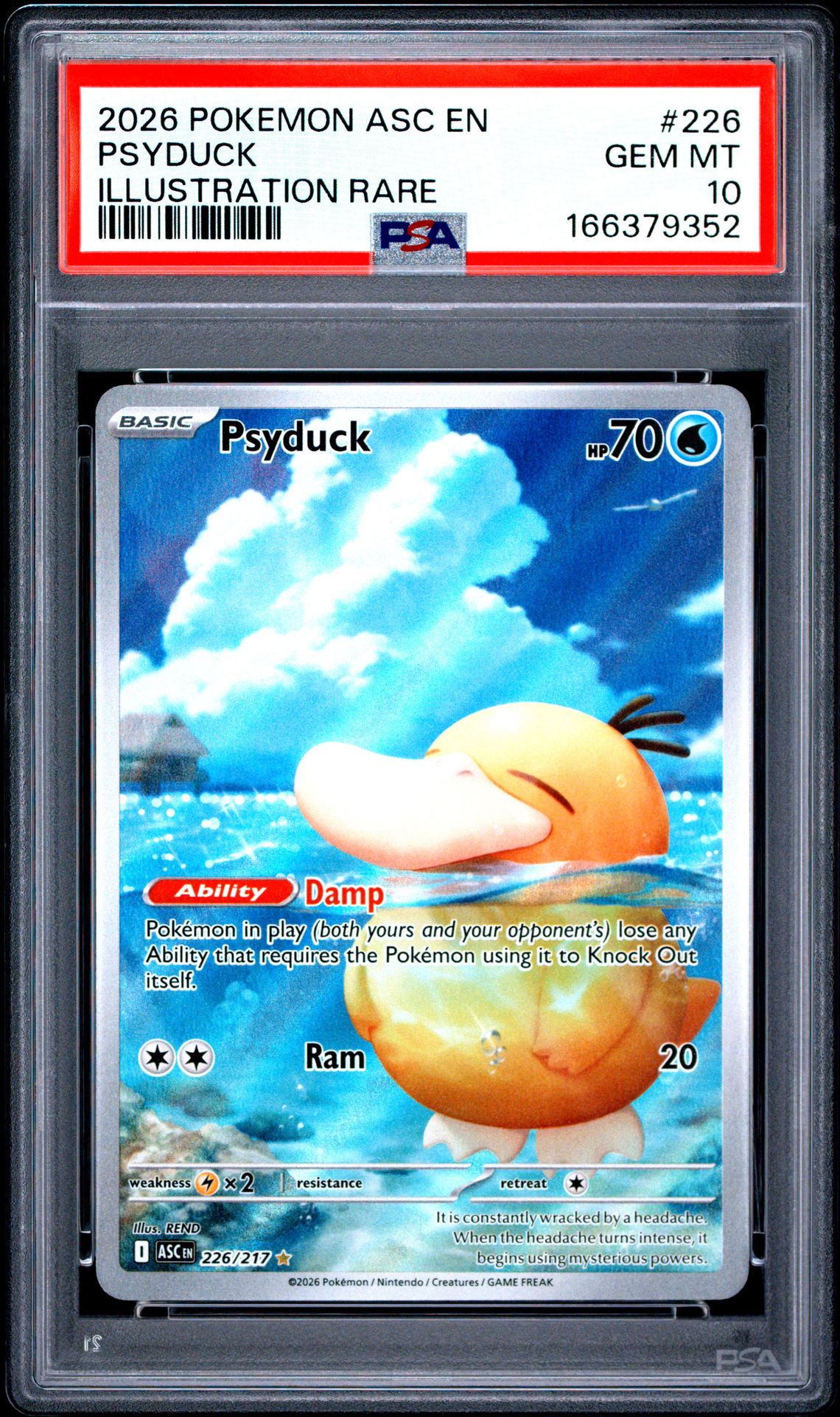 2026 Pokemon Asc En-Ascended Heroes Psyduck #226 (Illustration Rare) Gem Mt 10 front view - PSA graded GEM MT 10