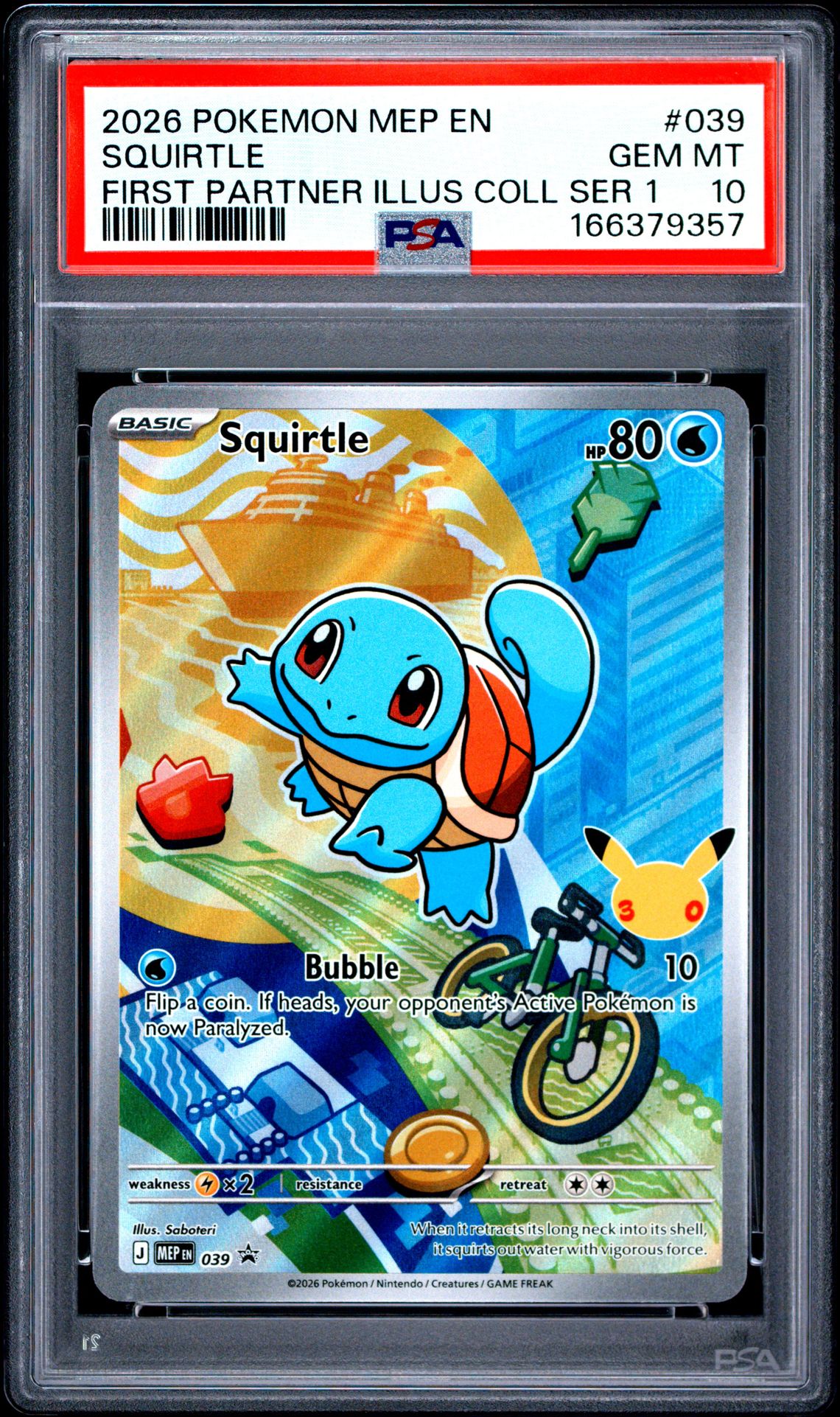 2026 Pokemon Mep En-Me Black Star Promo Squirtle #039 (First Partner Illus Coll Ser 1) Gem Mt 10 front