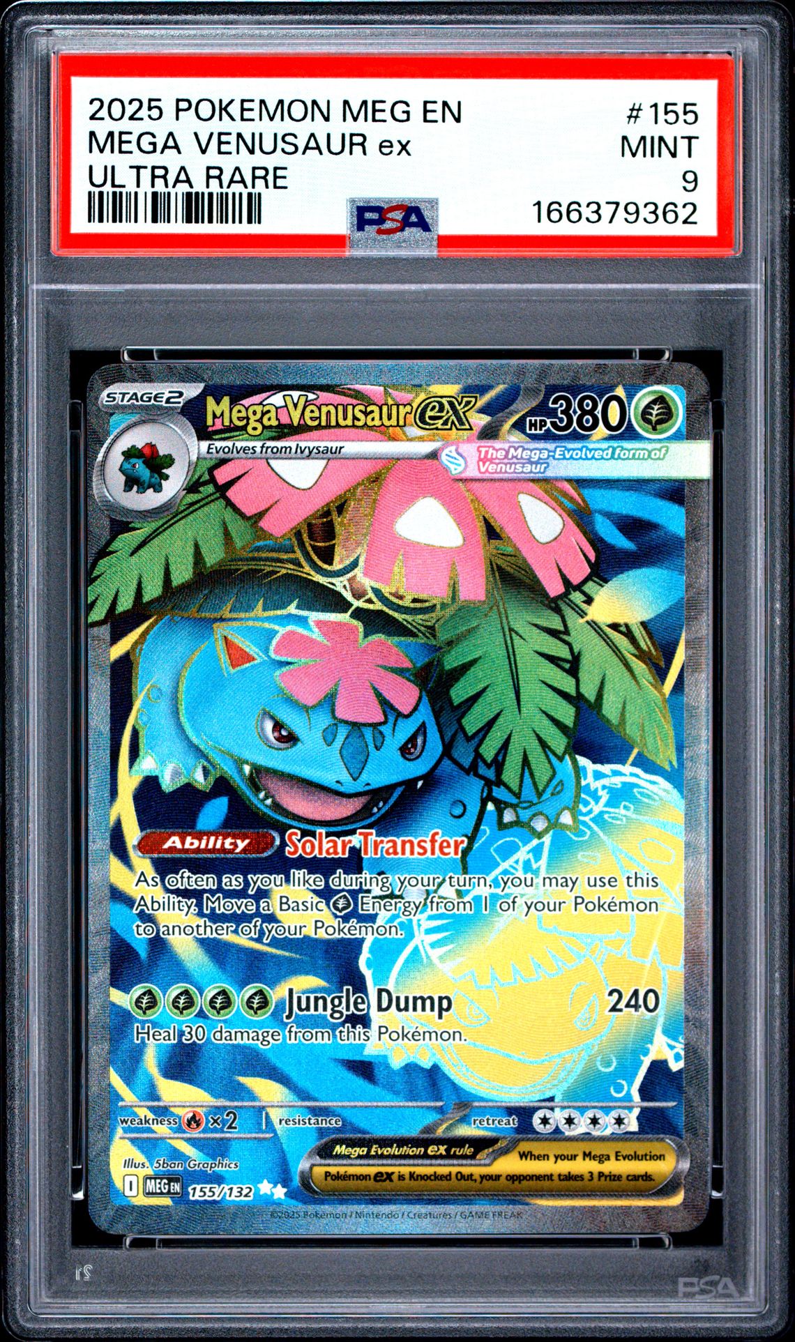 2025 Pokemon Meg En-Mega Evolution Mega Venusaur Ex #155 (Ultra Rare) Mint 9 front