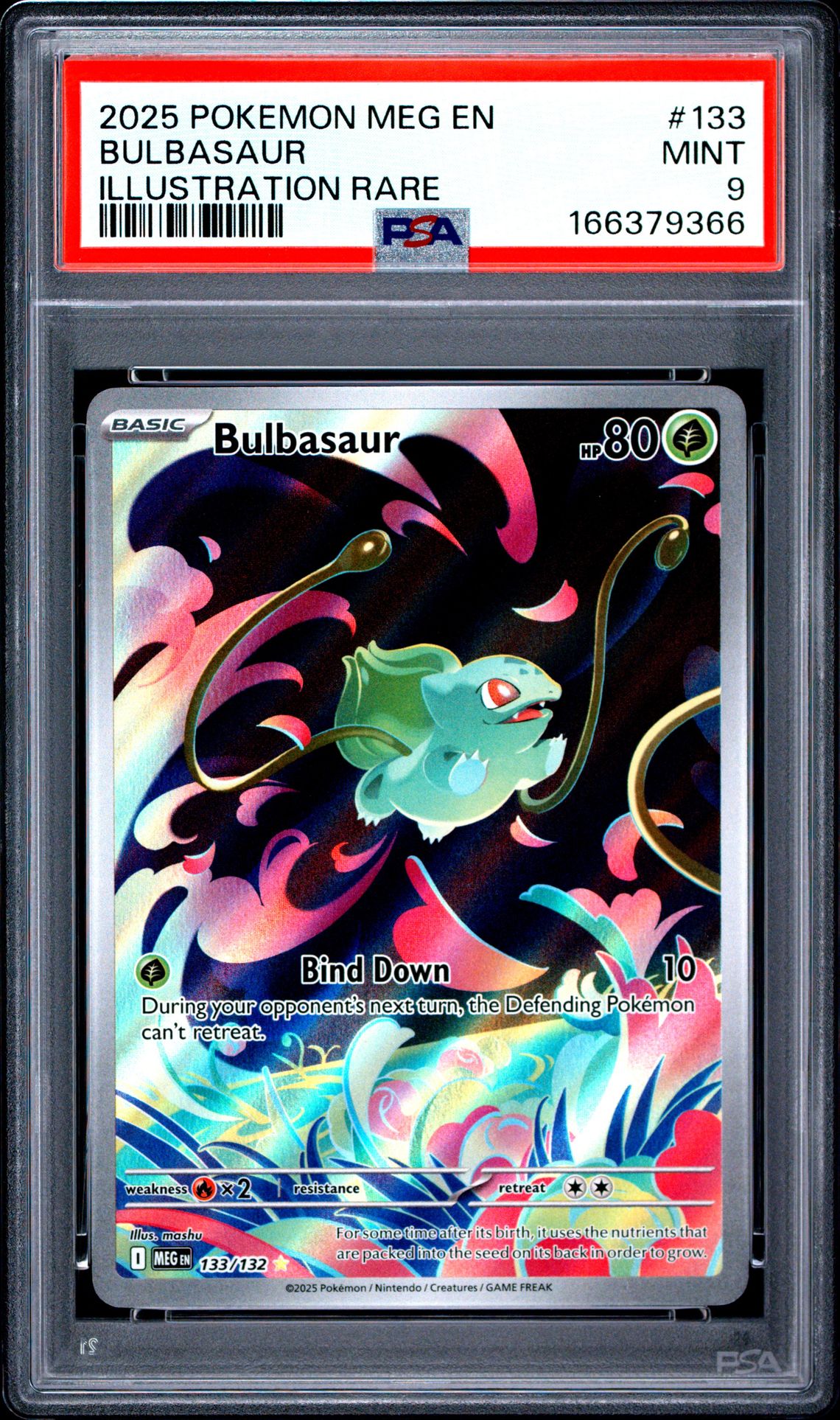 2025 Pokemon Meg En-Mega Evolution Bulbasaur #133 (Illustration Rare) Mint 9 front