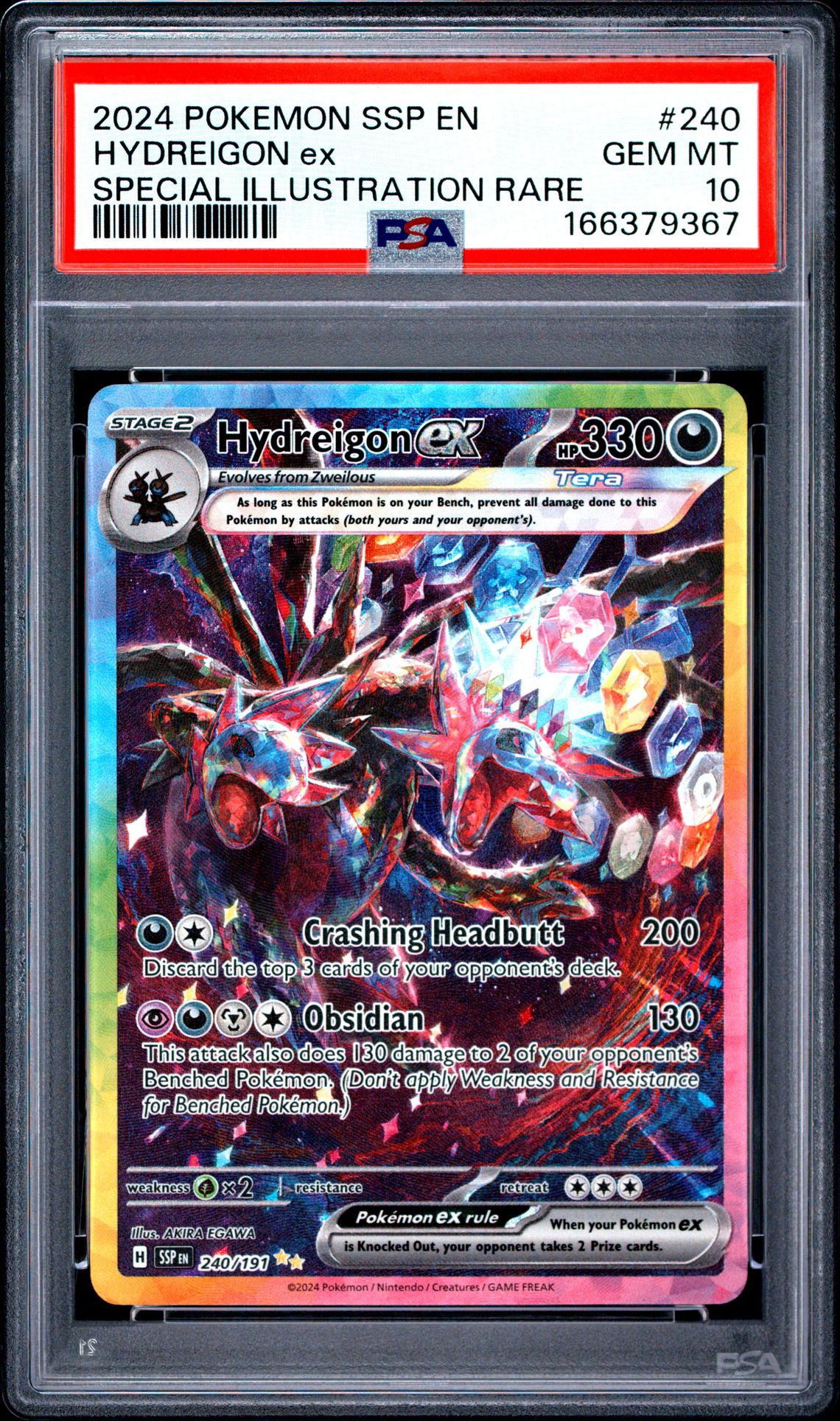 2024 Pokemon Ssp En-Surging Sparks Hydreigon Ex #240 (Special Illustration Rare) Gem Mt 10 front
