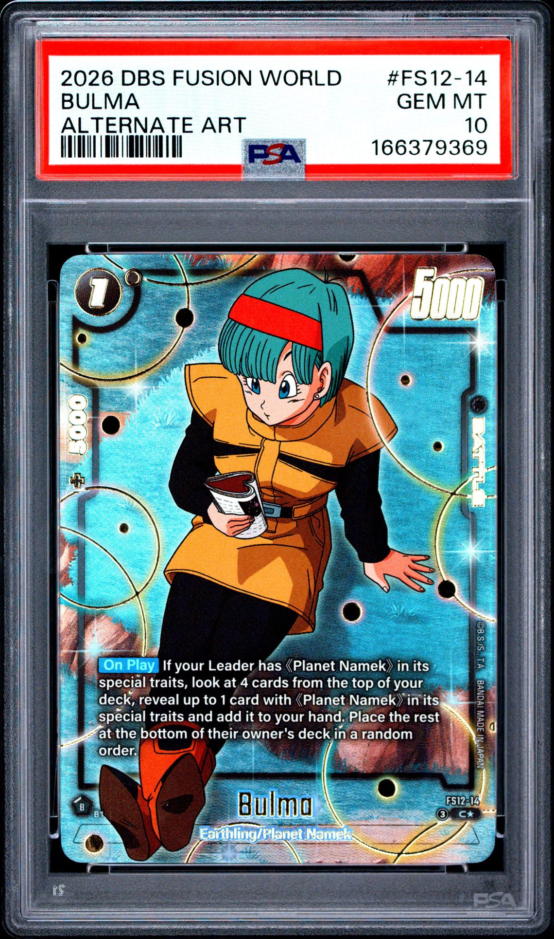 2026 Dragon Ball Super Card Game Fusion World Starter Deck Ex The Beat Of Ki Bulma #Fs12-14 (Alternate Art) Gem Mt 10 front view - PSA graded GEM MT 10