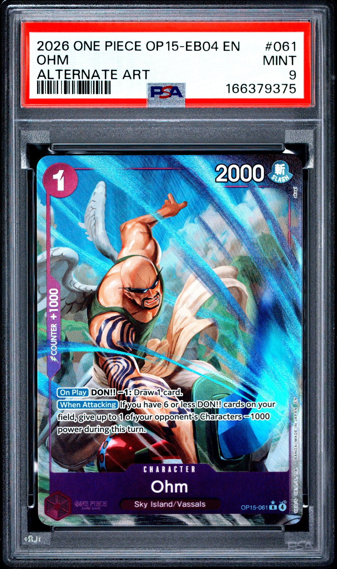 2026 One Piece Op15-Eb04-Adventure On Kami's Island Ohm #061 (Alternate Art) Mint 9 front