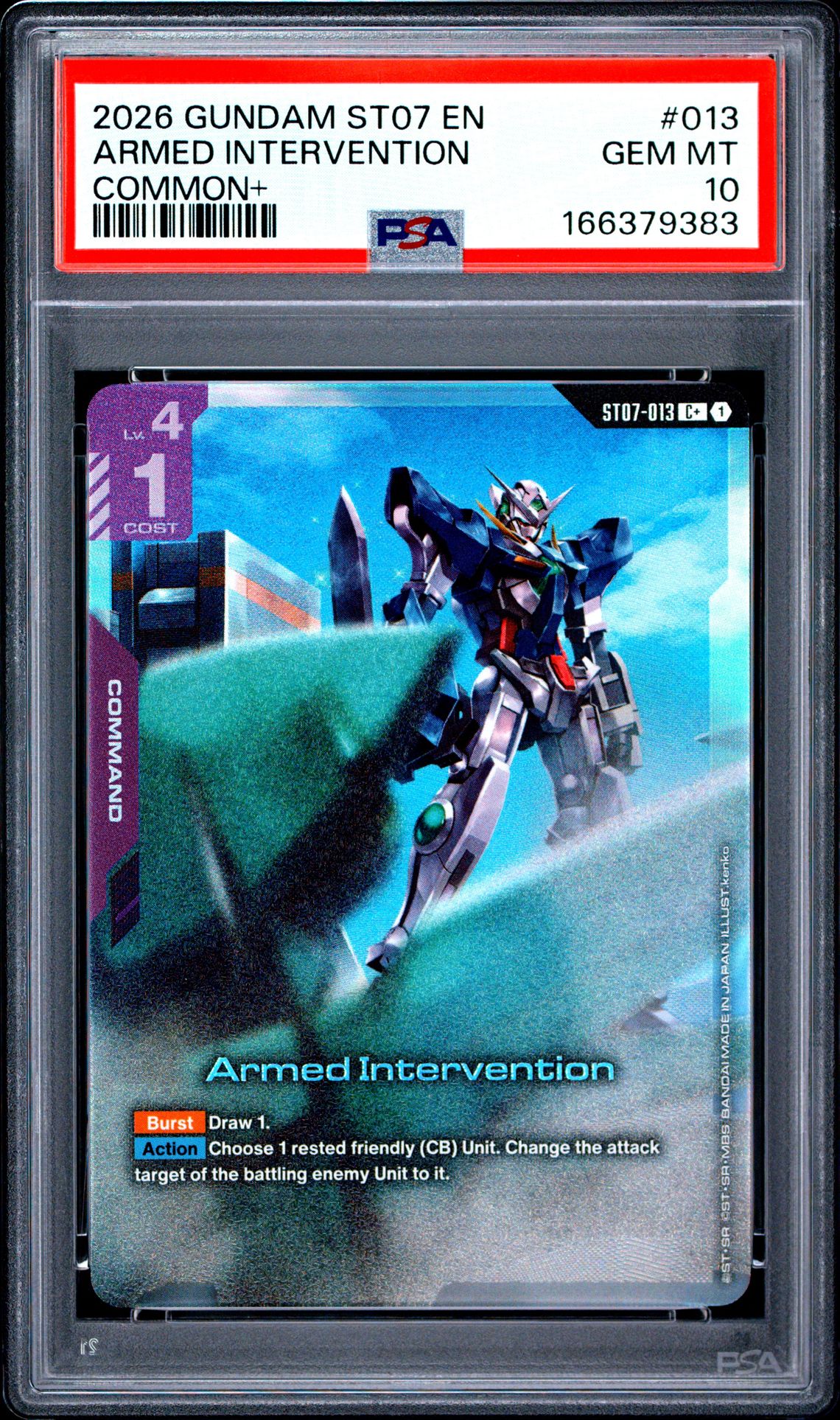 2026 Gundam St07-Celestial Drive Armed Intervention #013 (Common+) Gem Mt 10 front view - PSA graded GEM MT 10