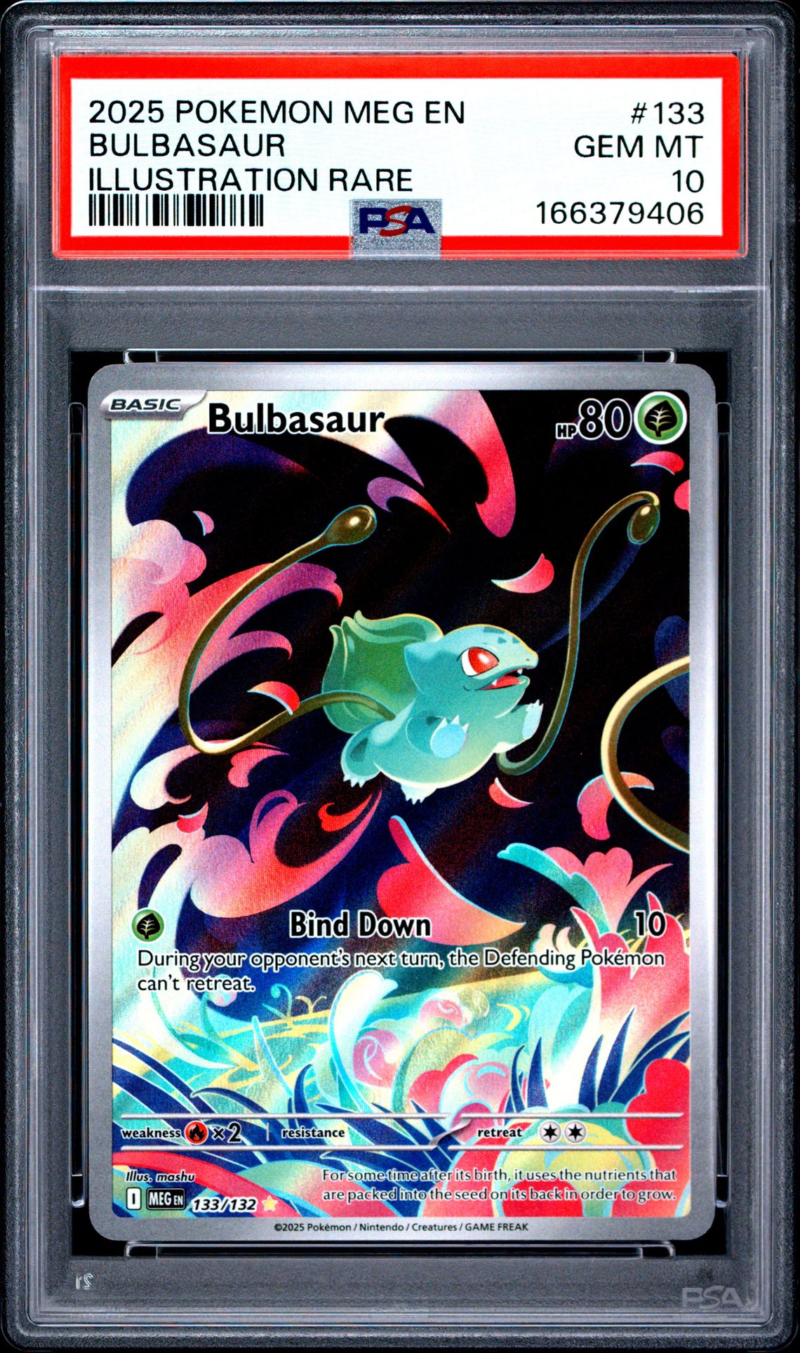 2025 Pokemon Meg En-Mega Evolution Bulbasaur #133 (Illustration Rare) Gem Mt 10 front