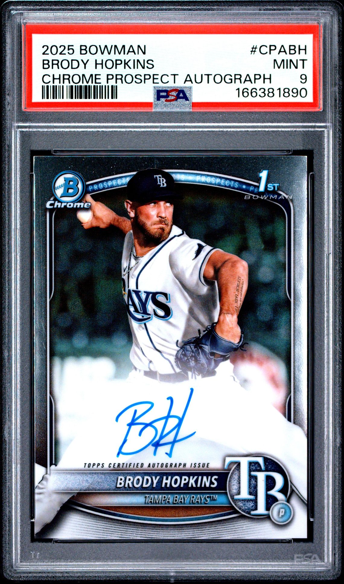 2025 Bowman Chrome Prospect Autographs Brody Hopkins #Cpabh Mint 9 front