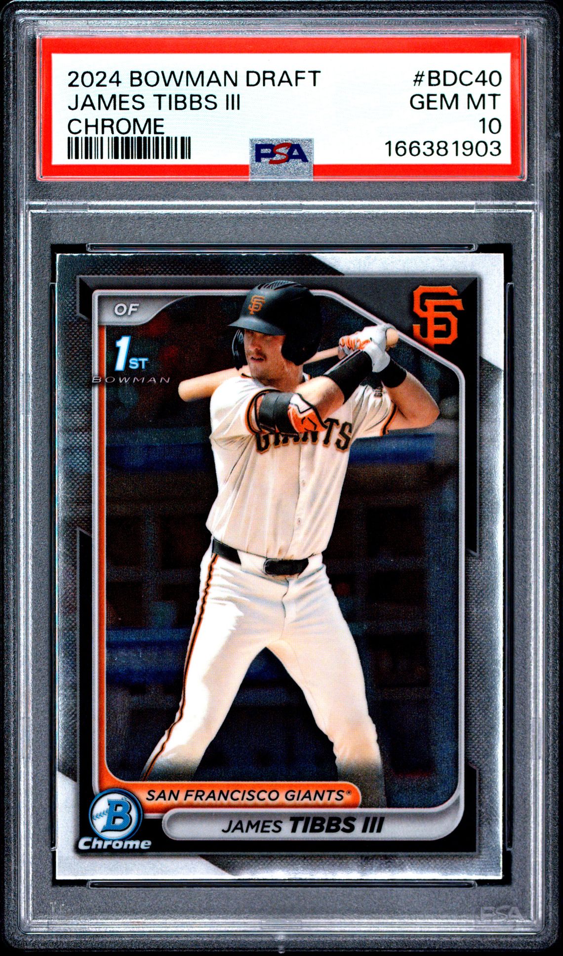 2024 BOWMAN DRAFT JAMES TIBBS III CHROME BDC40 GEM MT 10 front
