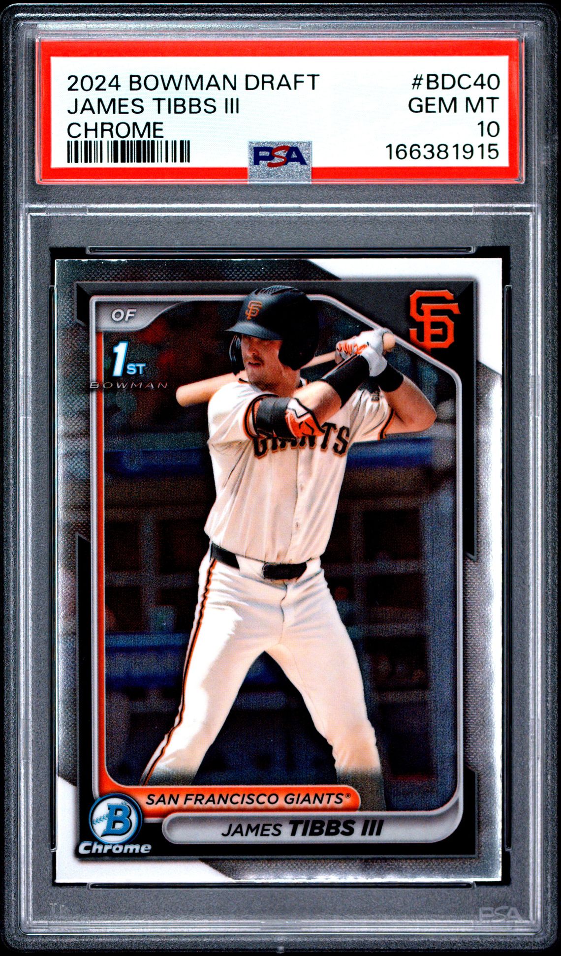 2024 BOWMAN DRAFT JAMES TIBBS III CHROME BDC40 GEM MT 10 front