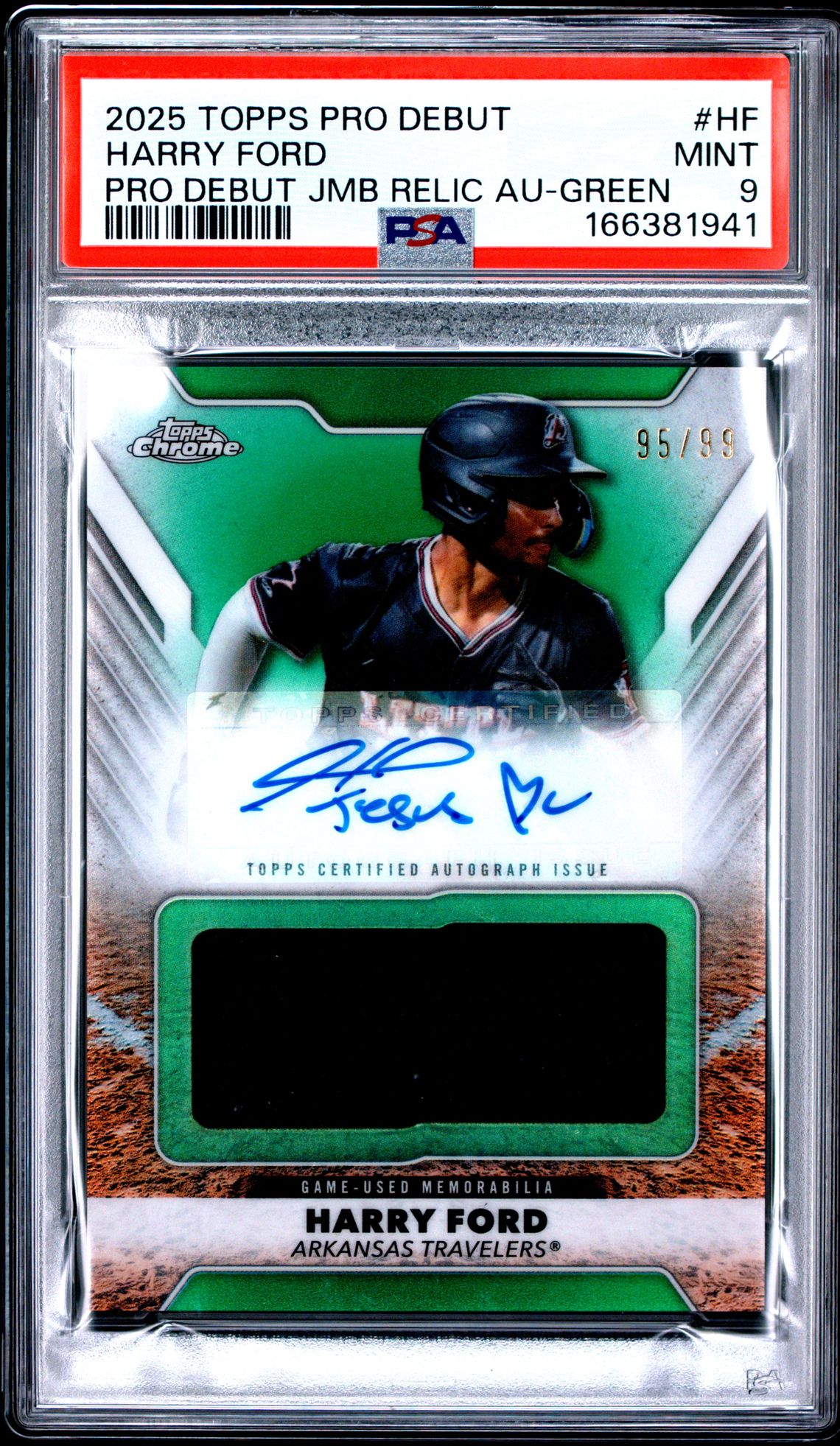 2025 Topps Pro Debut Chrome Pro Debut Jumbo Relic Autographs Harry Ford #Hf (Pro Debut Jmb Relic Au-Green) Mint 9 front