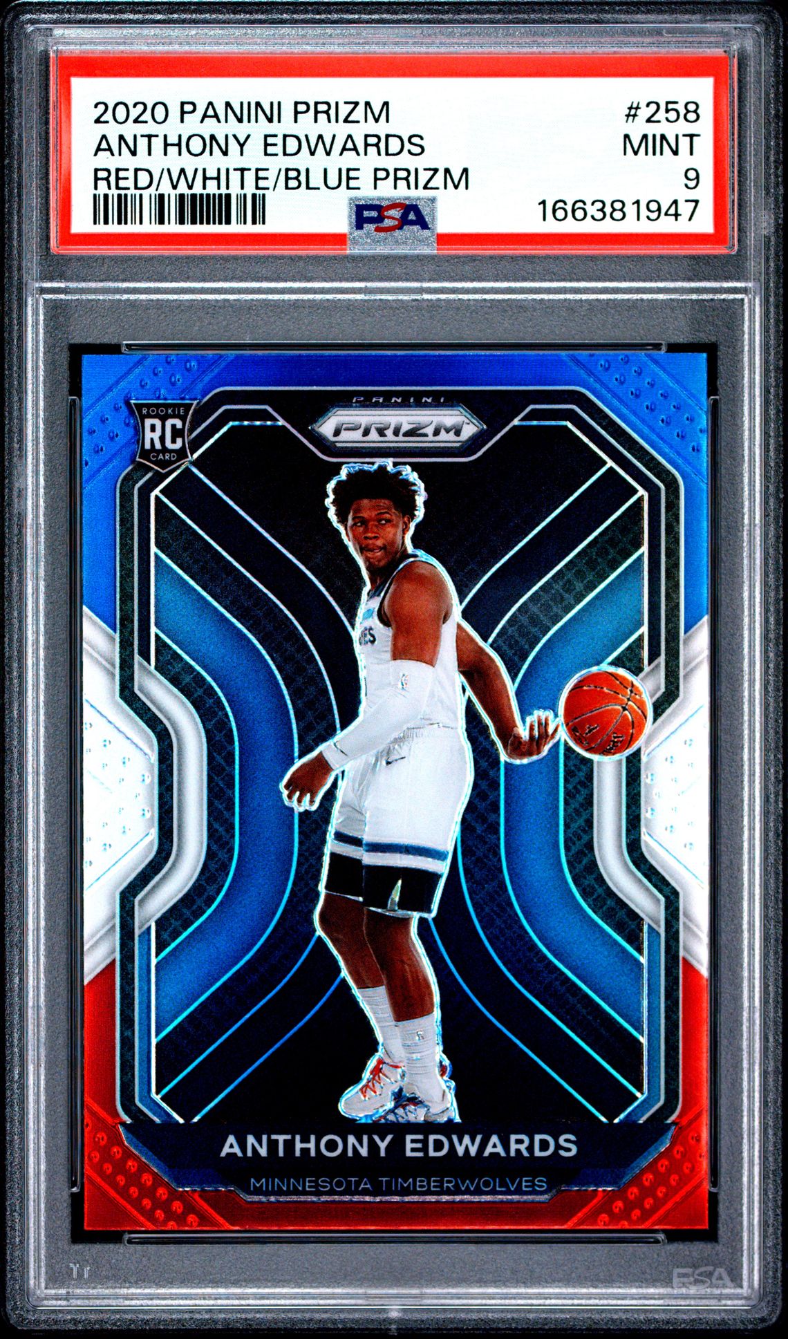 2020 Panini Prizm Anthony Edwards #258 (Red/White/Blue Prizm) Mint 9 front