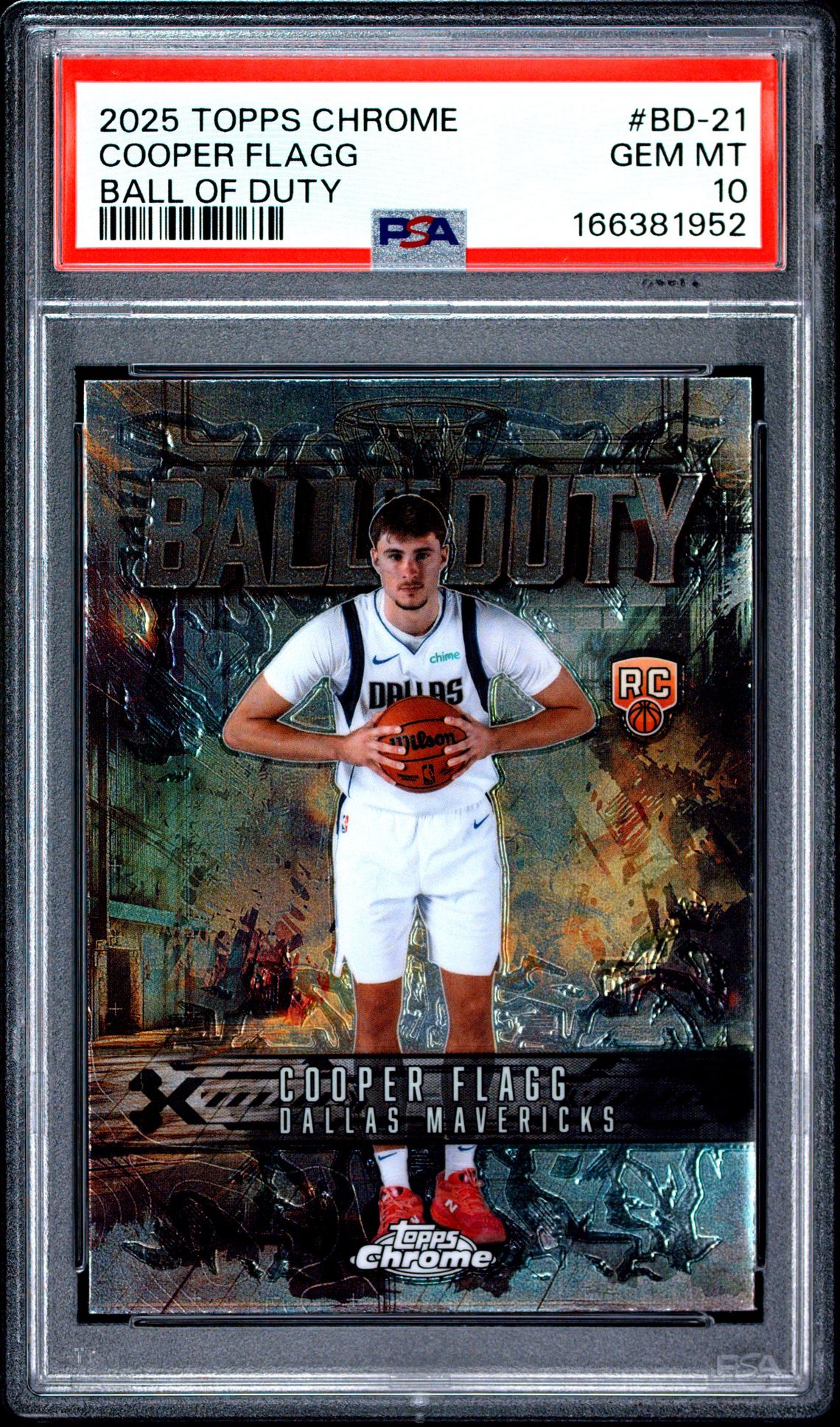 2025 Topps Chrome Ball Of Duty Cooper Flagg #Bd-21 Gem Mt 10 front view - PSA graded GEM MT 10