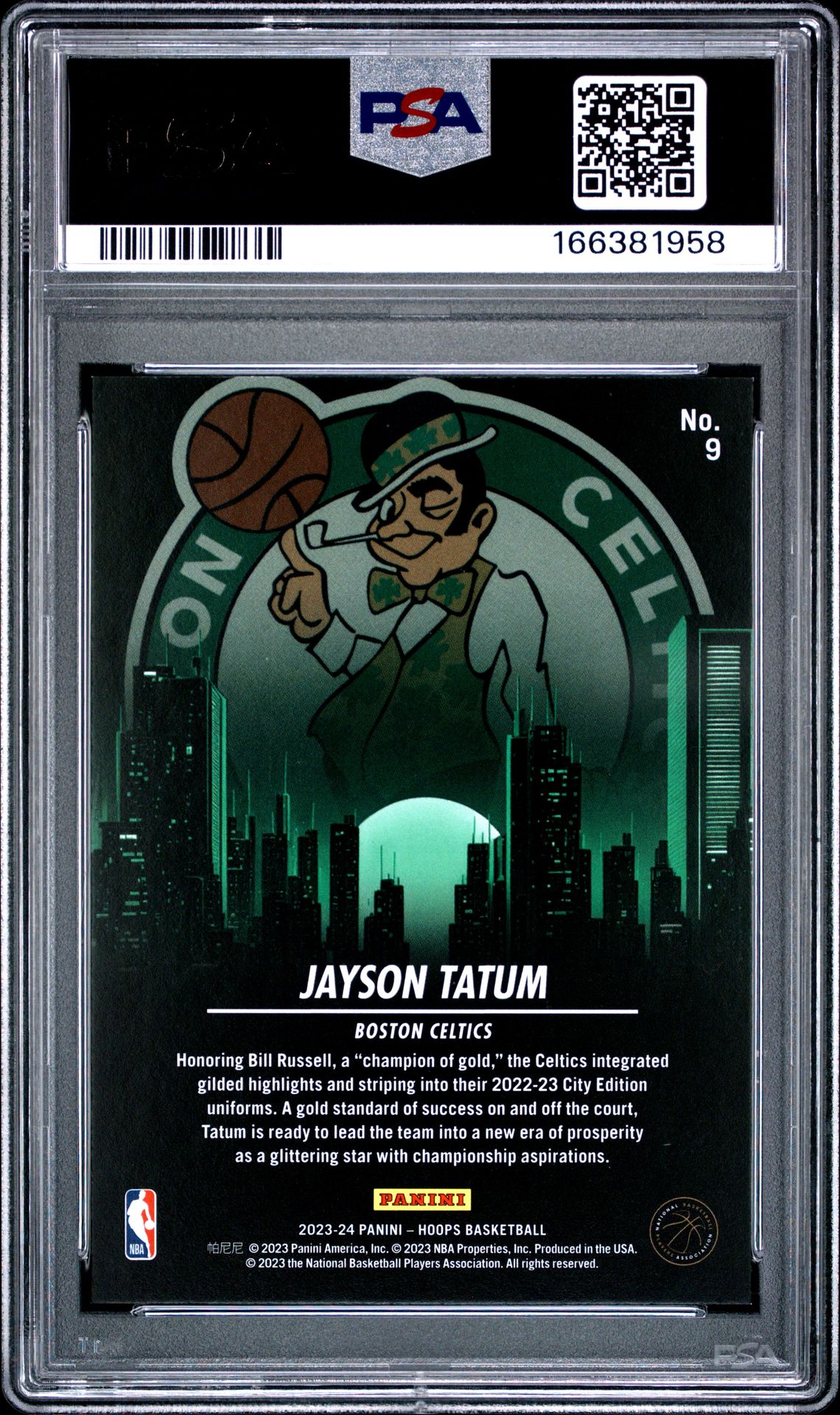 2023 Panini Nba Hoops City Edition Jayson Tatum #9 (City Edition-Hyper Gold) Mint 9 back