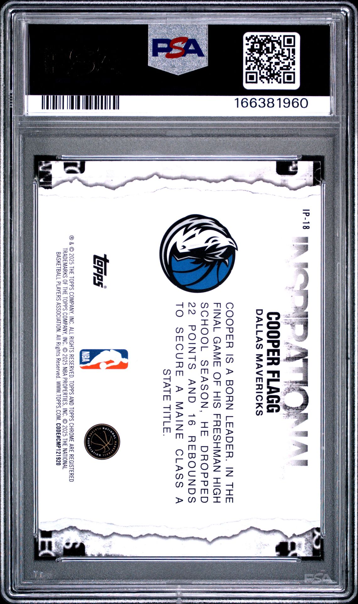 2025 Topps Chrome Inspirational Cooper Flagg #Ip-18 Mint 9 back
