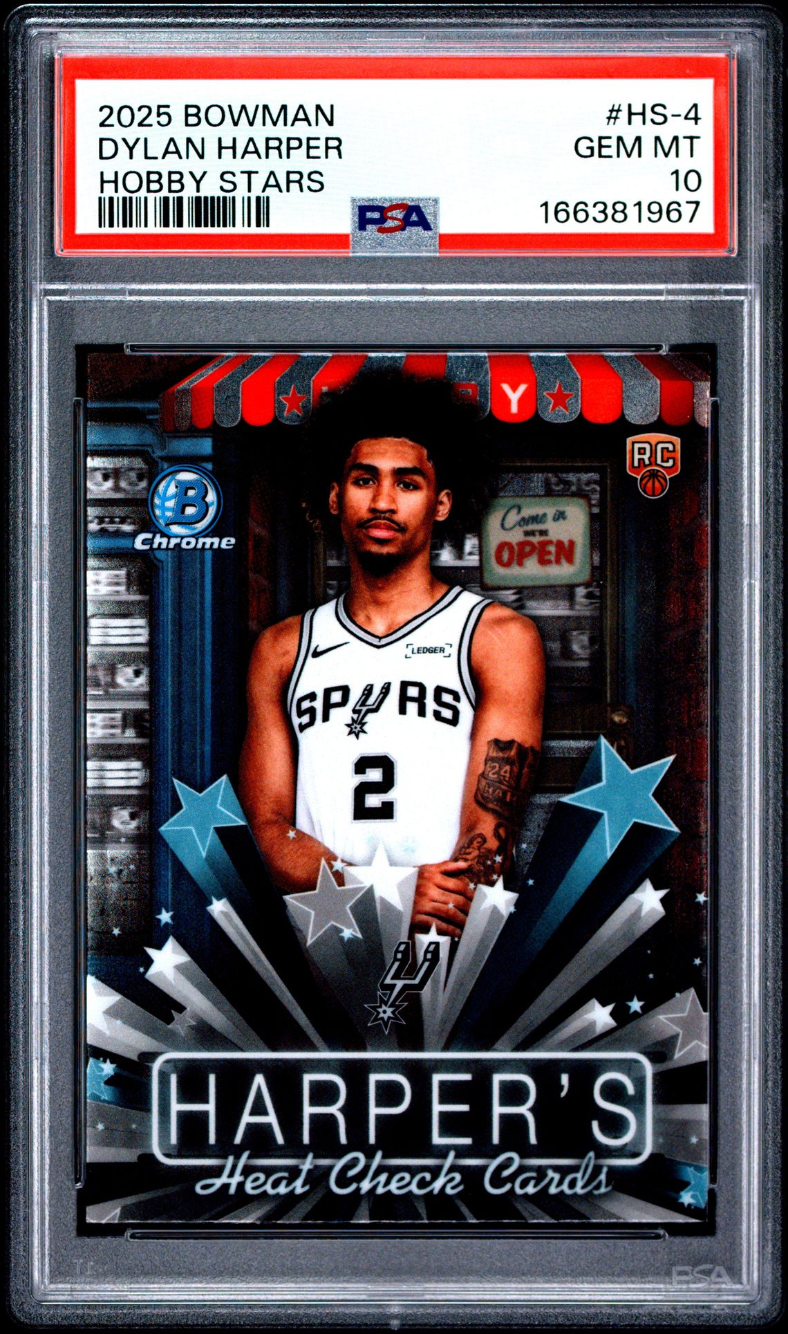 2025 Bowman Chrome Hobby Stars Dylan Harper #Hs-4 Gem Mt 10 front view - PSA graded GEM MT 10