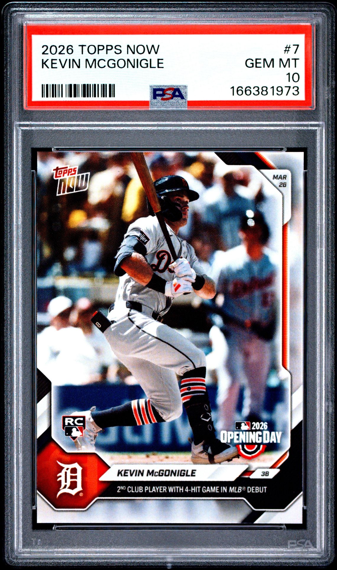 2026 Topps Now Kevin Mcgonigle #7 Gem Mt 10 front