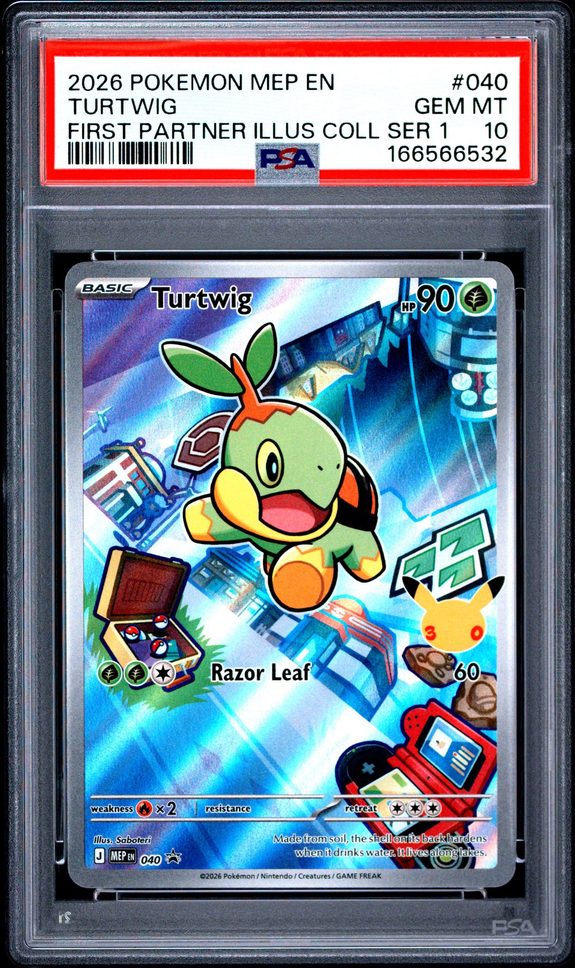 2026 POKEMON MEP EN-ME BLACK STAR PROMO TURTWIG FIRST PARTNER ILLUS COLL SER 1 040 GEM MT 10 front