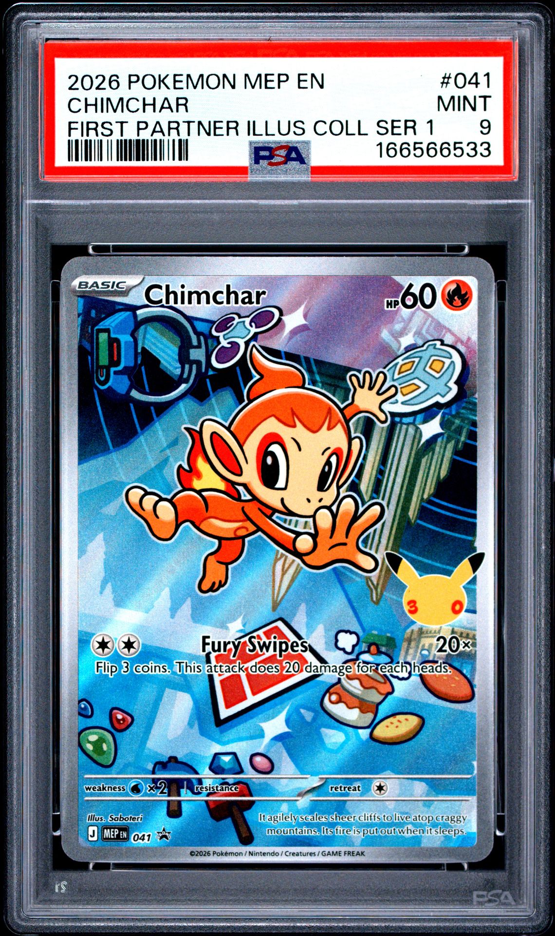 2026 Pokemon Mep En-Me Black Star Promo Chimchar #041 (First Partner Illus Coll Ser 1) Mint 9 front