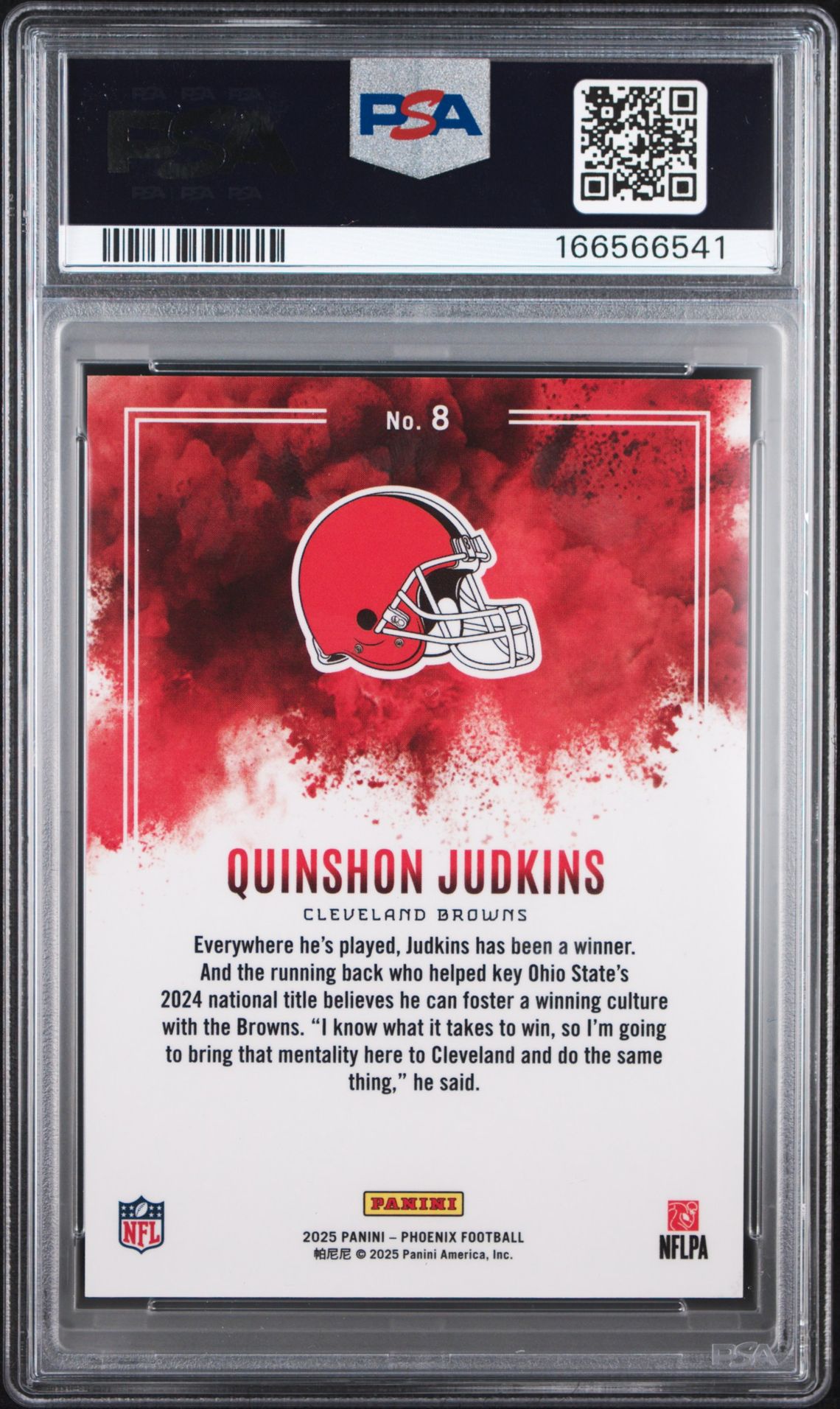 2025 Panini Phoenix Color Blast Quinshon Judkins #8 Gem Mt 10 back