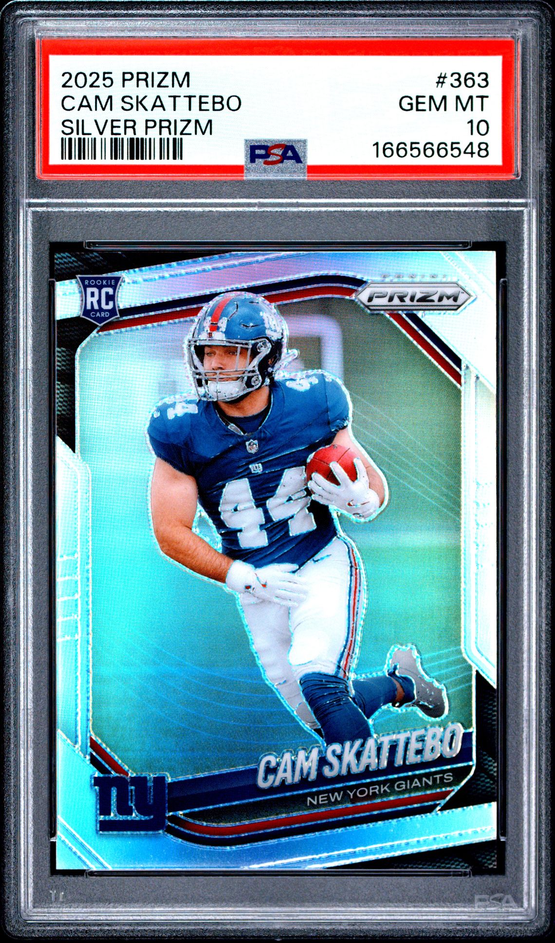 2025 Panini Prizm Cam Skattebo #363 (Silver Prizm) Gem Mt 10 front view - PSA graded GEM MT 10