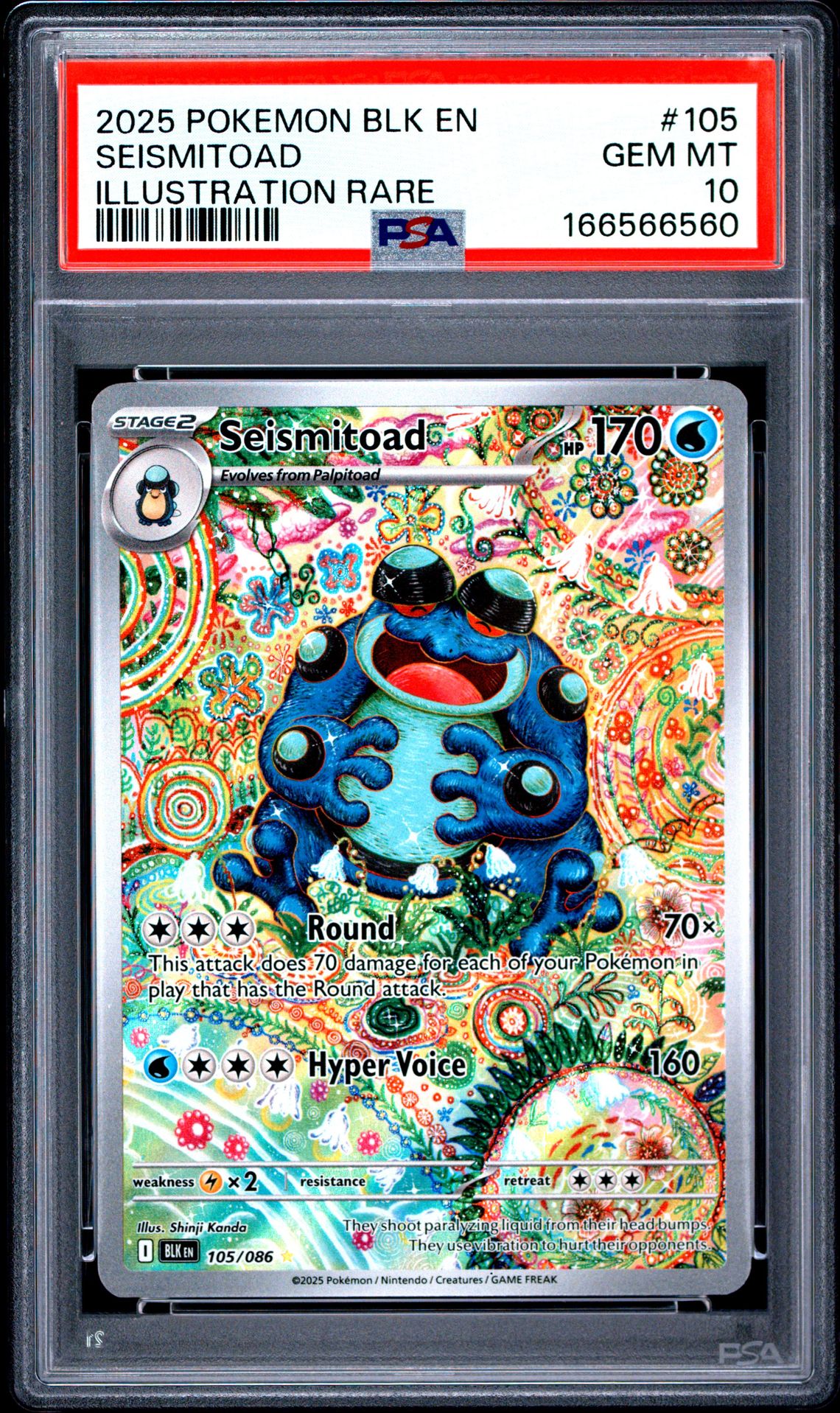 2025 Pokemon Blk En-Black Bolt Seismitoad #105 (Illustration Rare) Gem Mt 10 front