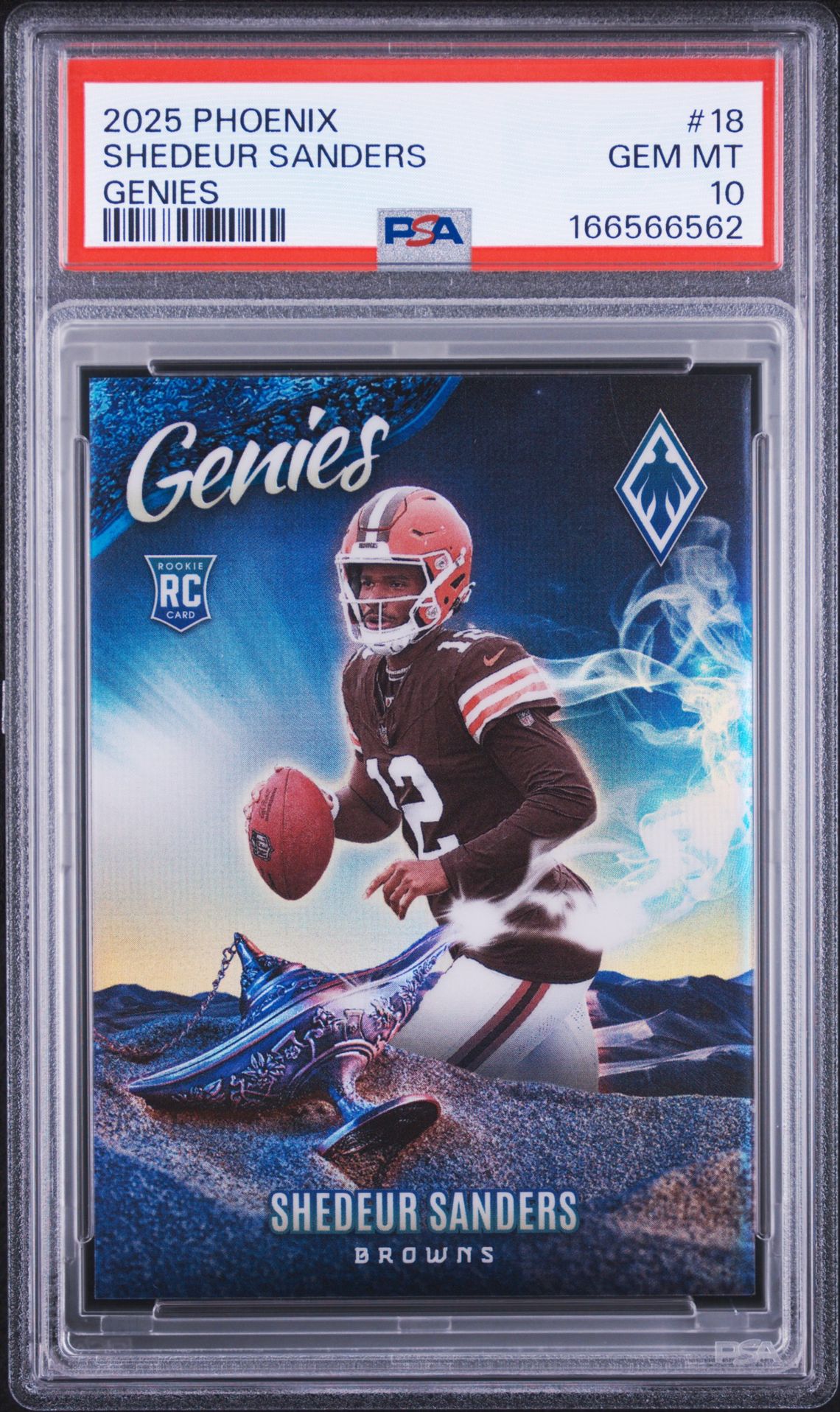 2025 Panini Phoenix Genies Shedeur Sanders #18 Gem Mt 10 front view - PSA graded GEM MT 10