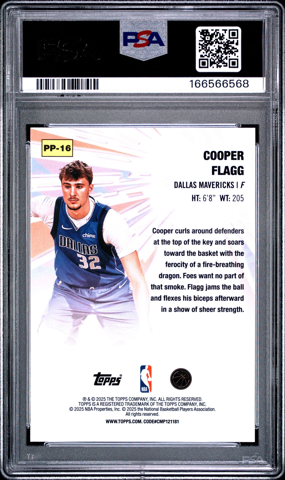 2025 Topps Power Players Cooper Flagg #Pp-16 Gem Mt 10 back view - PSA certificate #166566568