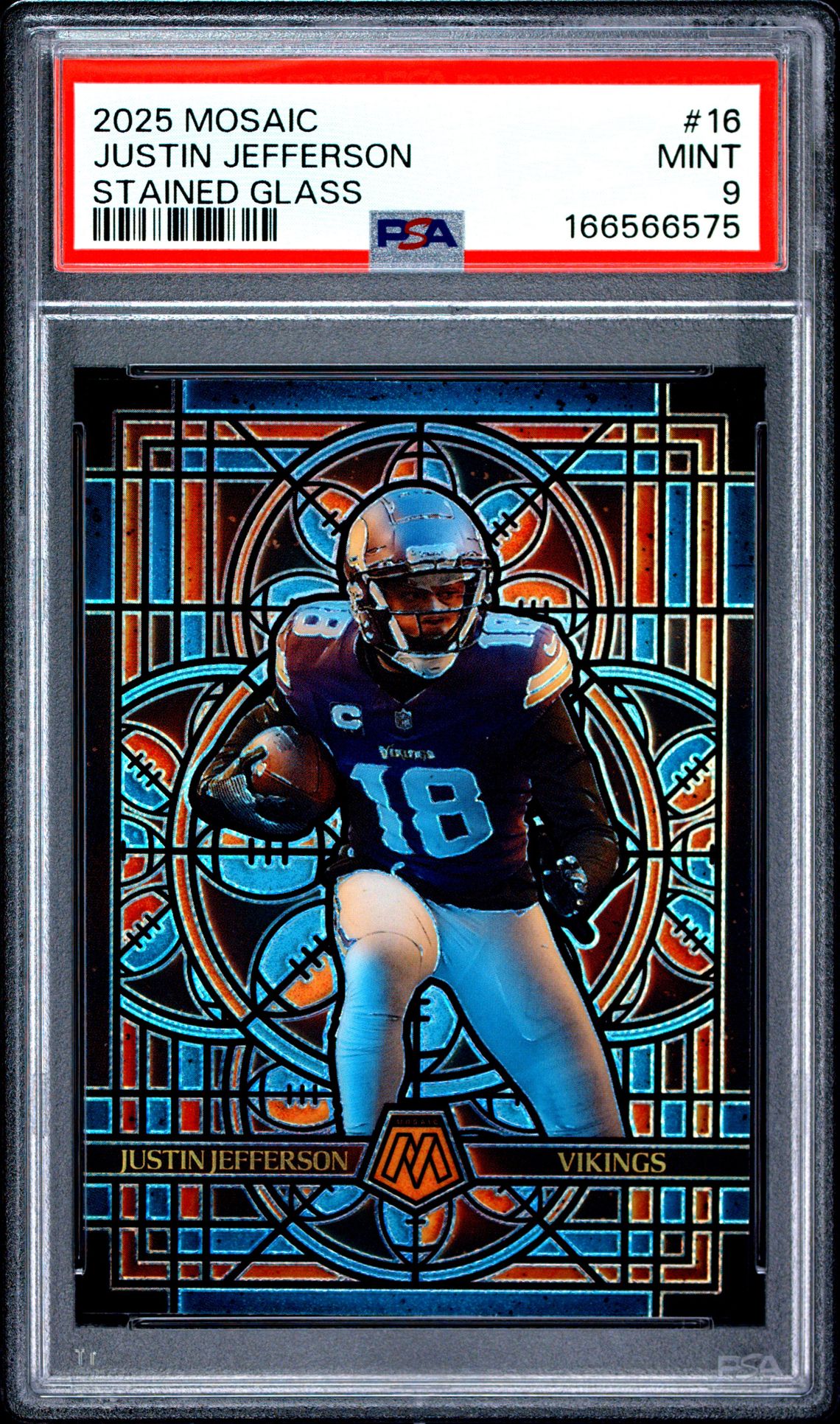 2025 Panini Mosaic Stained Glass Justin Jefferson #16 Mint 9 front
