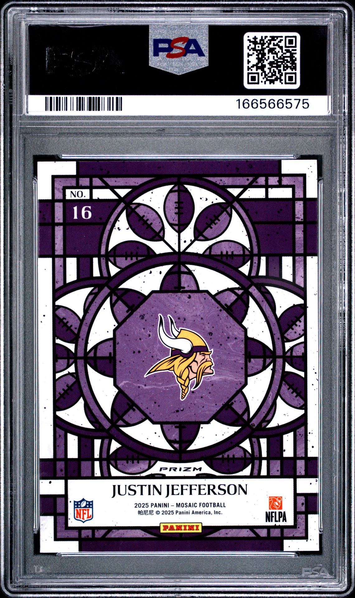 2025 Panini Mosaic Stained Glass Justin Jefferson #16 Mint 9 back