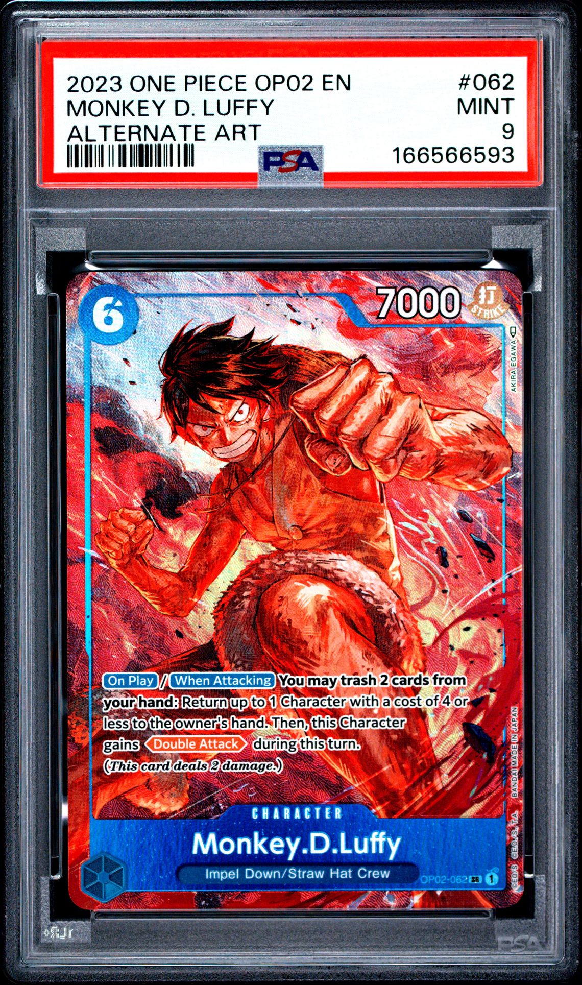 2023 One Piece Op02-Paramount War Monkey D. Luffy #062 (Alternate Art) Mint 9 front