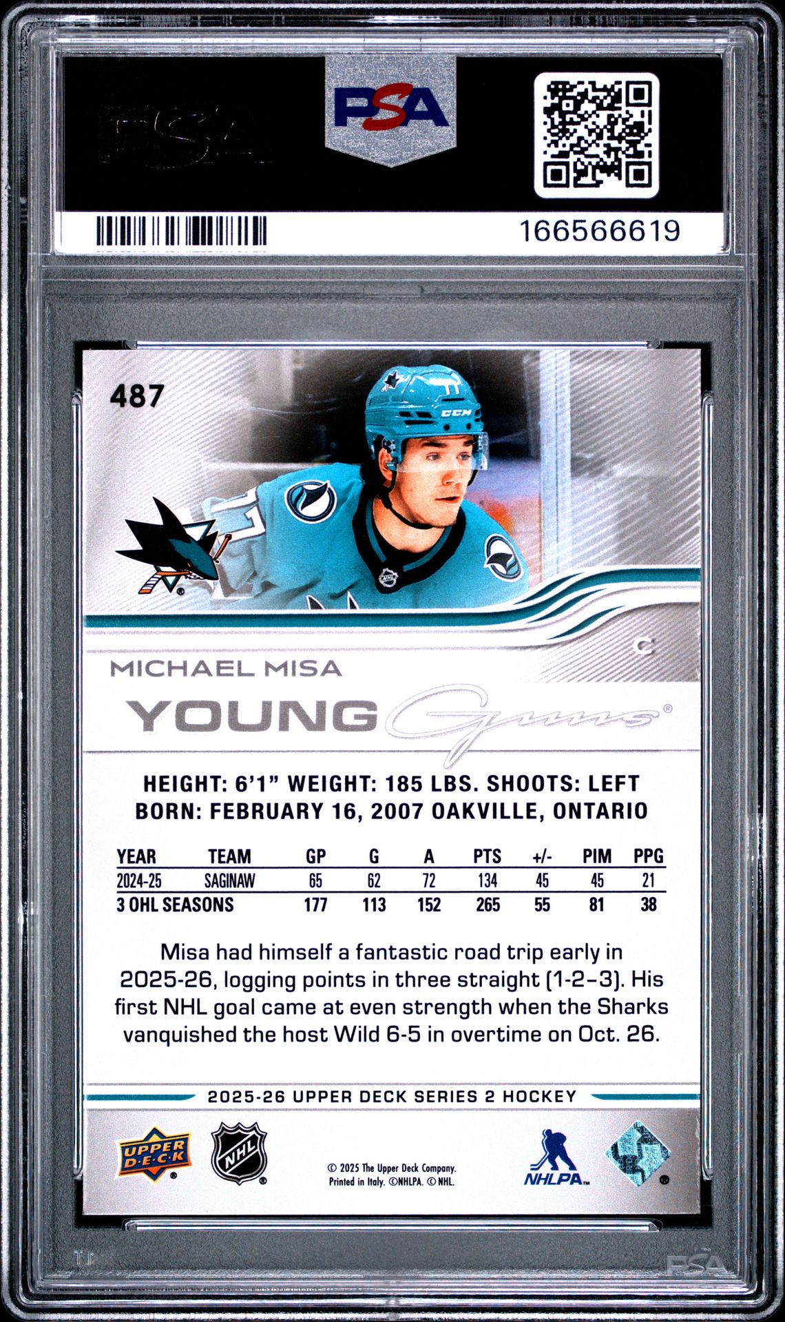 2025 Upper Deck Michael Misa #487 Nm-Mt 8 back