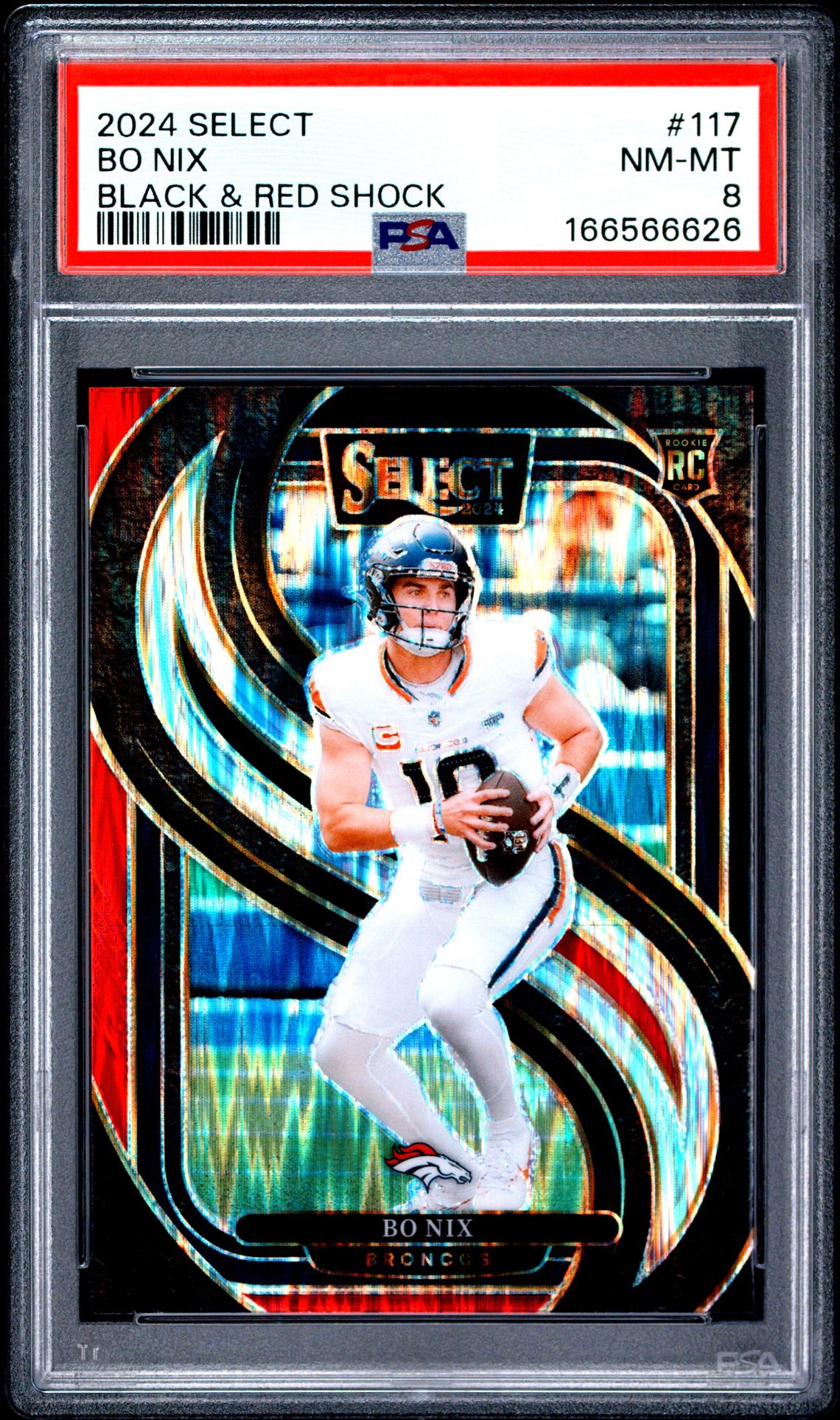 2024 Panini Select Bo Nix #117 (Black & Red Shock) Nm-Mt 8 front
